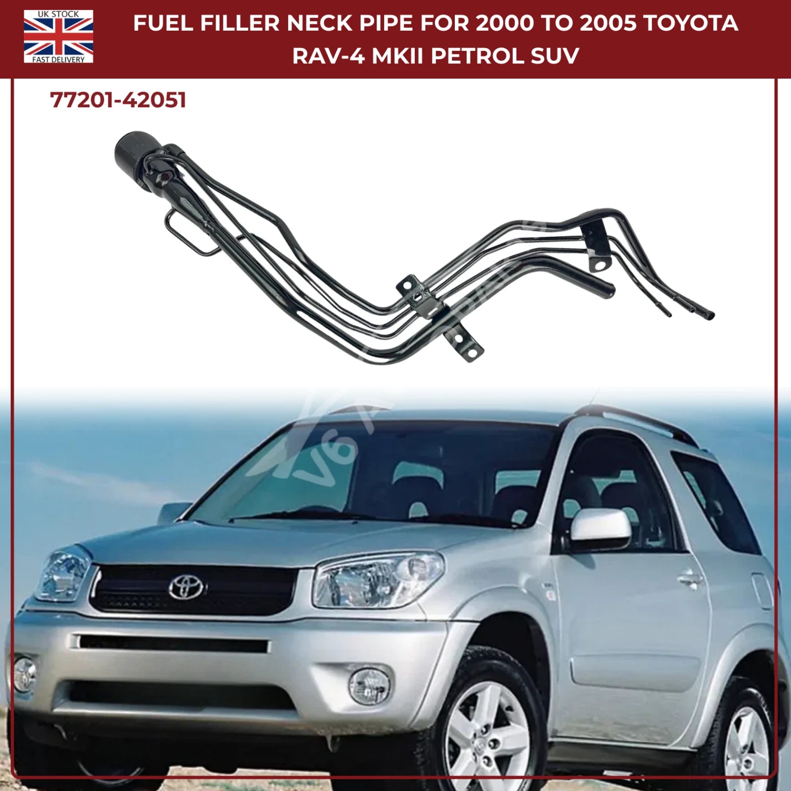 Fuel Tank Filler Neck Pipe For Toyota RAV4 MkII 2.0L Petrol (2000–2005) | OEM Ref 77201‑42051