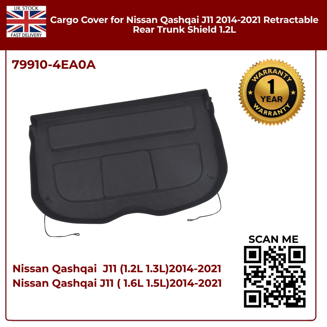 Rear Boot Parcel Shelf Load Cover For Nissan Qashqai J11 (2014–2021) – Petrol & Diesel