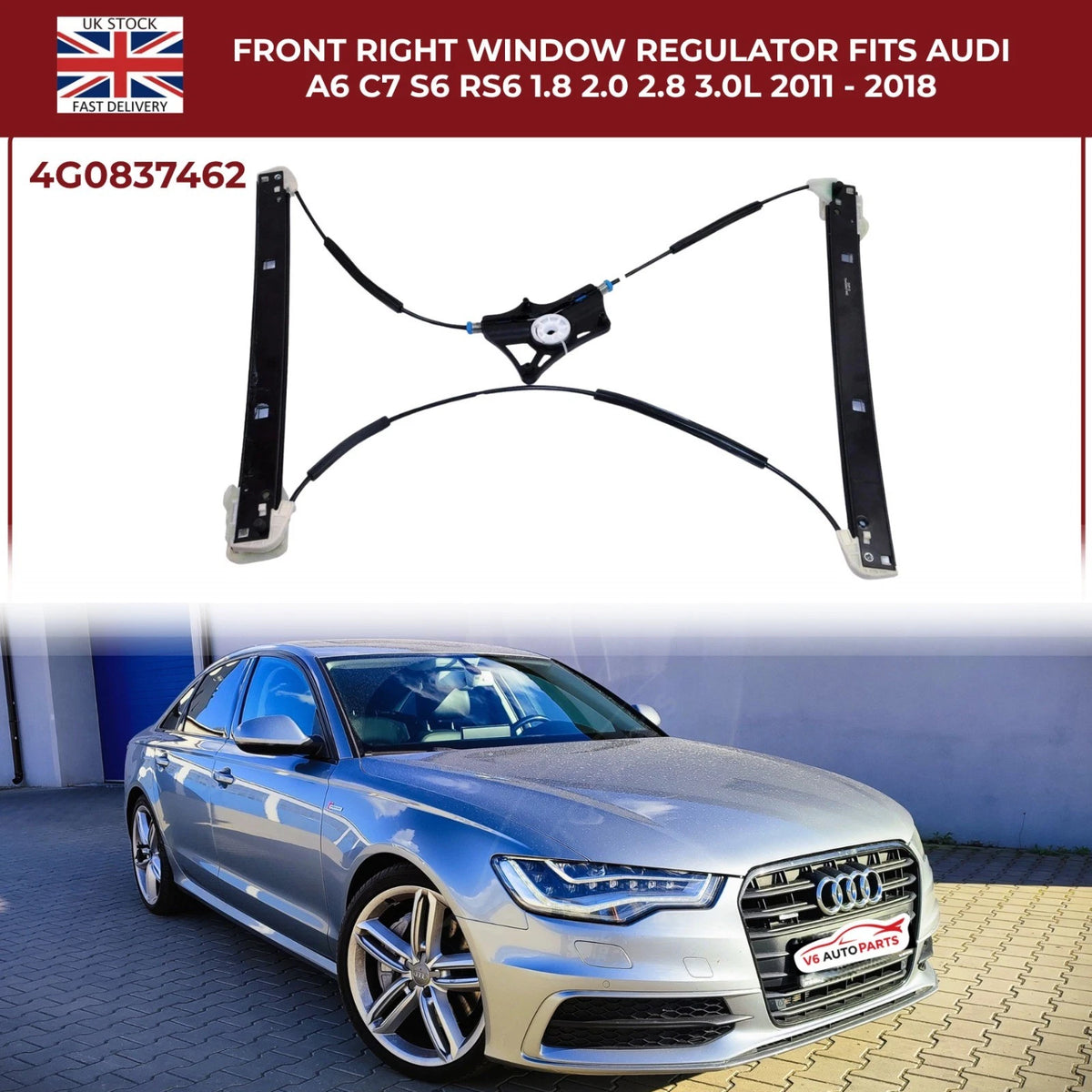 Front Right Electric Window Regulator – Audi A6 C7 / S6 / RS6 (2011–2018) – Fits 1.8L, 2.0L, 2.8L, 3.0L Engines