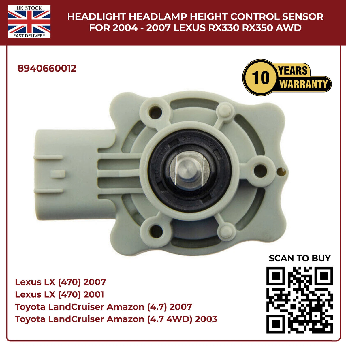 Headlamp Height Level Sensor – Front Left (Nearside) for Lexus LX470 UZJ100