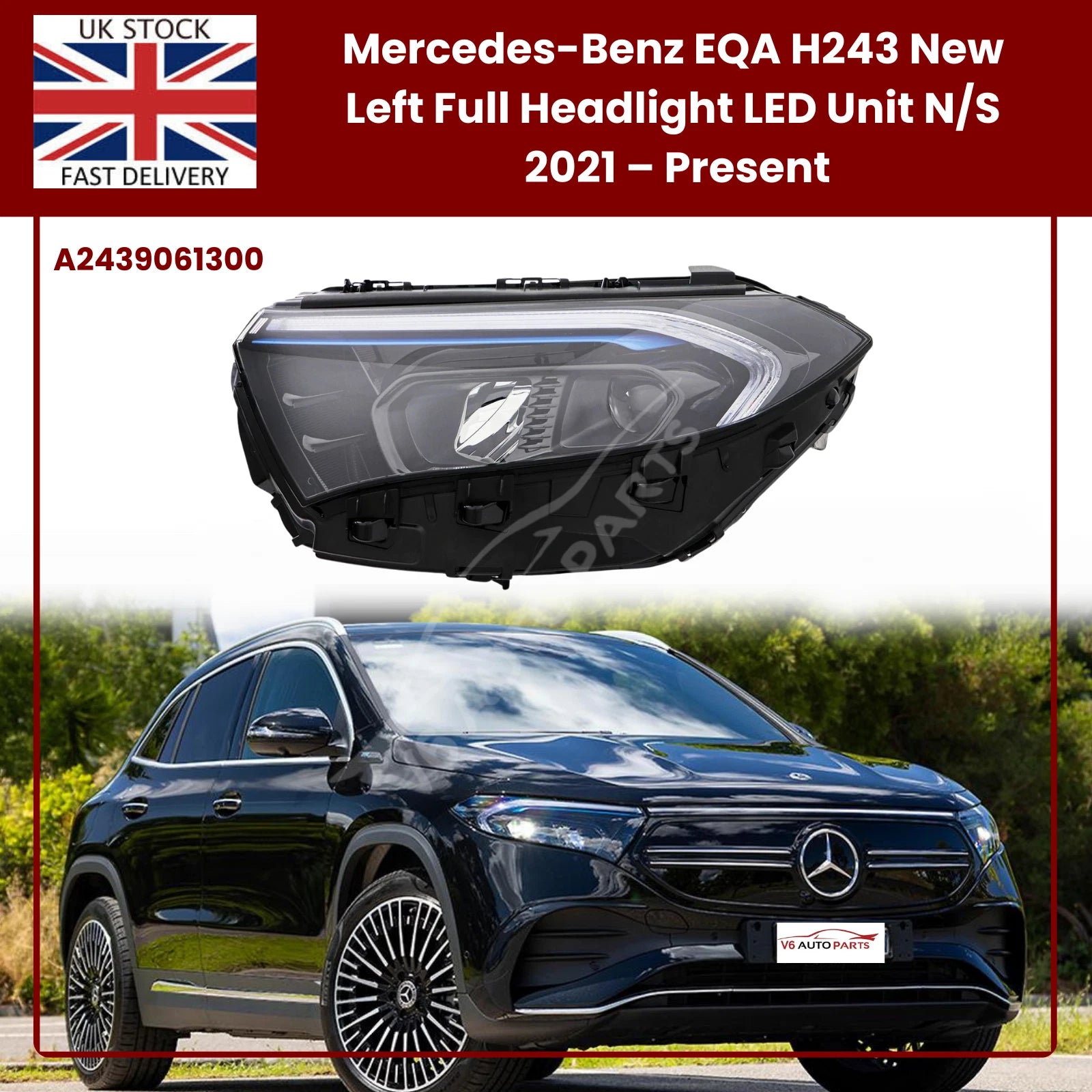 Mercedes-Benz EQA Left Headlight (N/S Passenger Side) — Full LED Unit 2021–Onwards