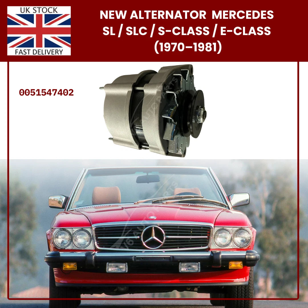 Brand New Alternator for Classic Mercedes-Benz SL R107, SLC, S-Class W116, Early E-Class W123 – OEM 0051547402