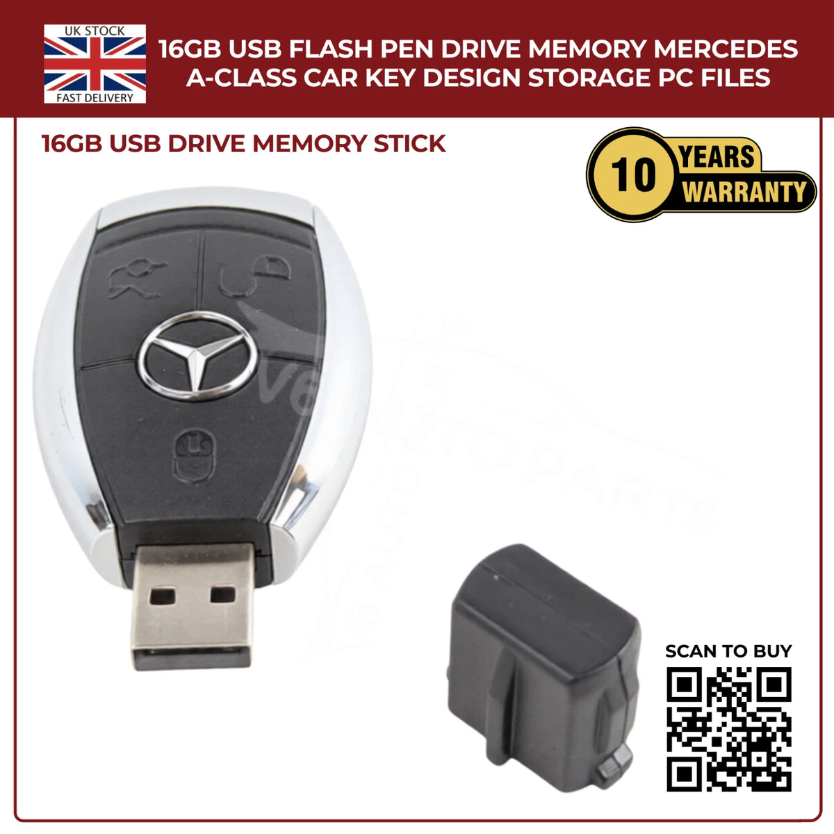 Mercedes-Benz R-Class Car Key USB Flash Drive – 16GB USB 2.0 Memory Stick
