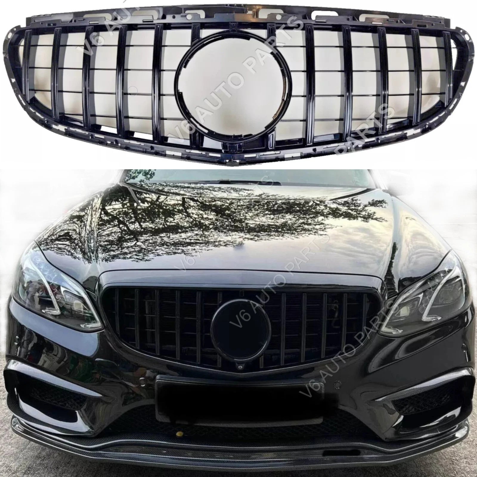 Mercedes‑Benz E‑Class W212 (2013–2016) Front Radiator GT Panamericana Gloss Black Grille – Fits E200, E250, E300 Saloon