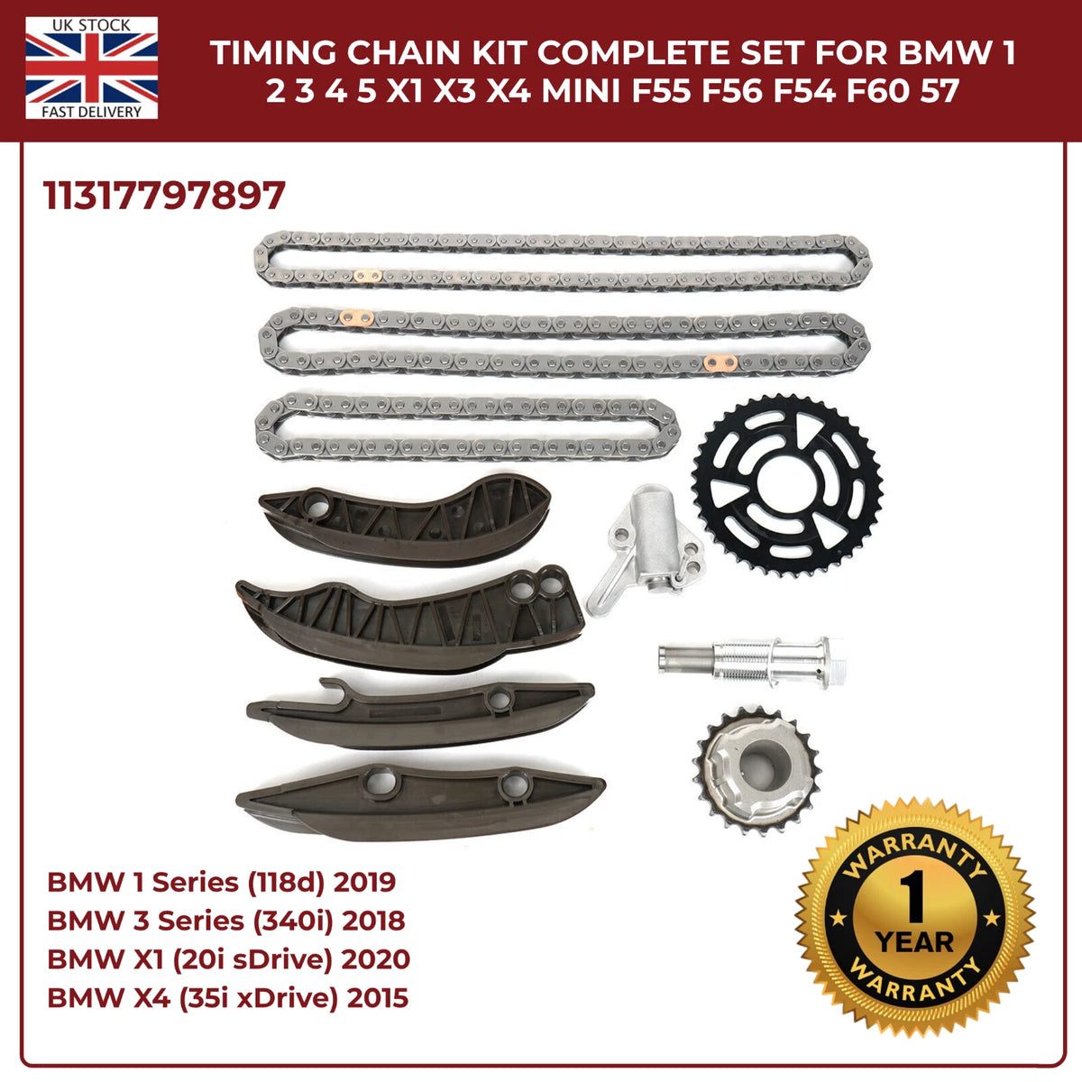 image of BMW X1 X3 X4 timing chain replacement kit 11317797897
