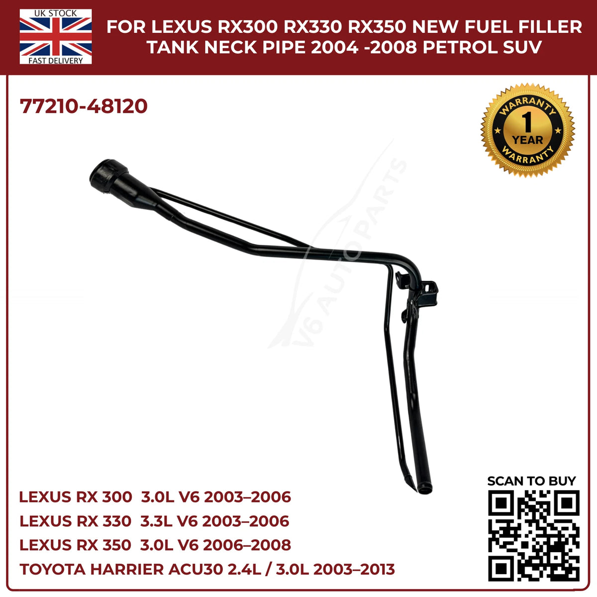 Image of fuel tank filler neck for Lexus RX330 petrol SUV 2004–2008