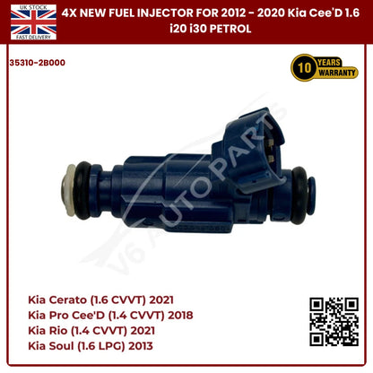 4x Fuel Injector 35310-2B000 | Fits Kia Cee’D, i20, i30 (2012–2020) 1.6 Petrol | OE Replacement