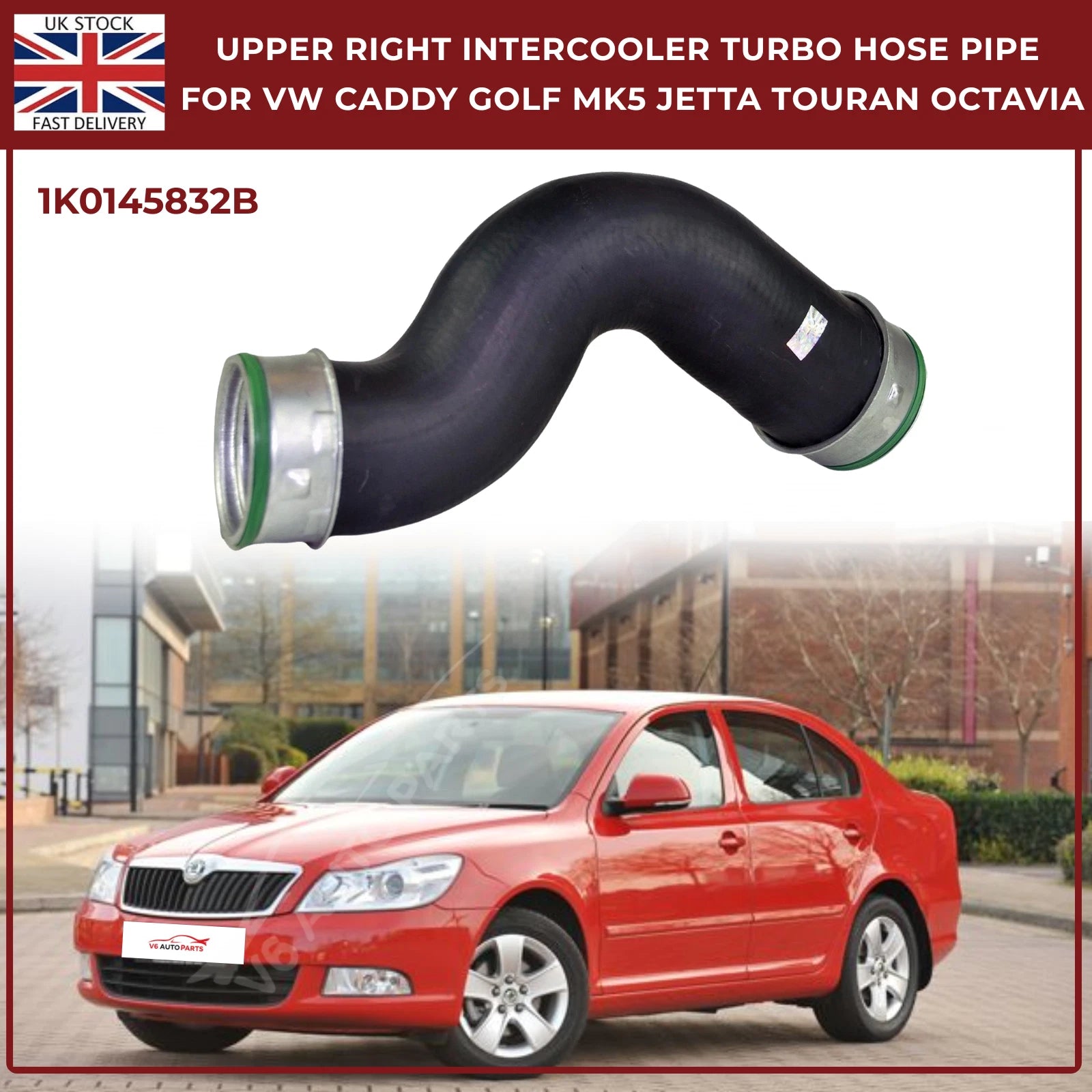 Upper Right Intercooler Turbo Hose Pipe For VW Caddy, Golf, Touran, Octavia, Jetta