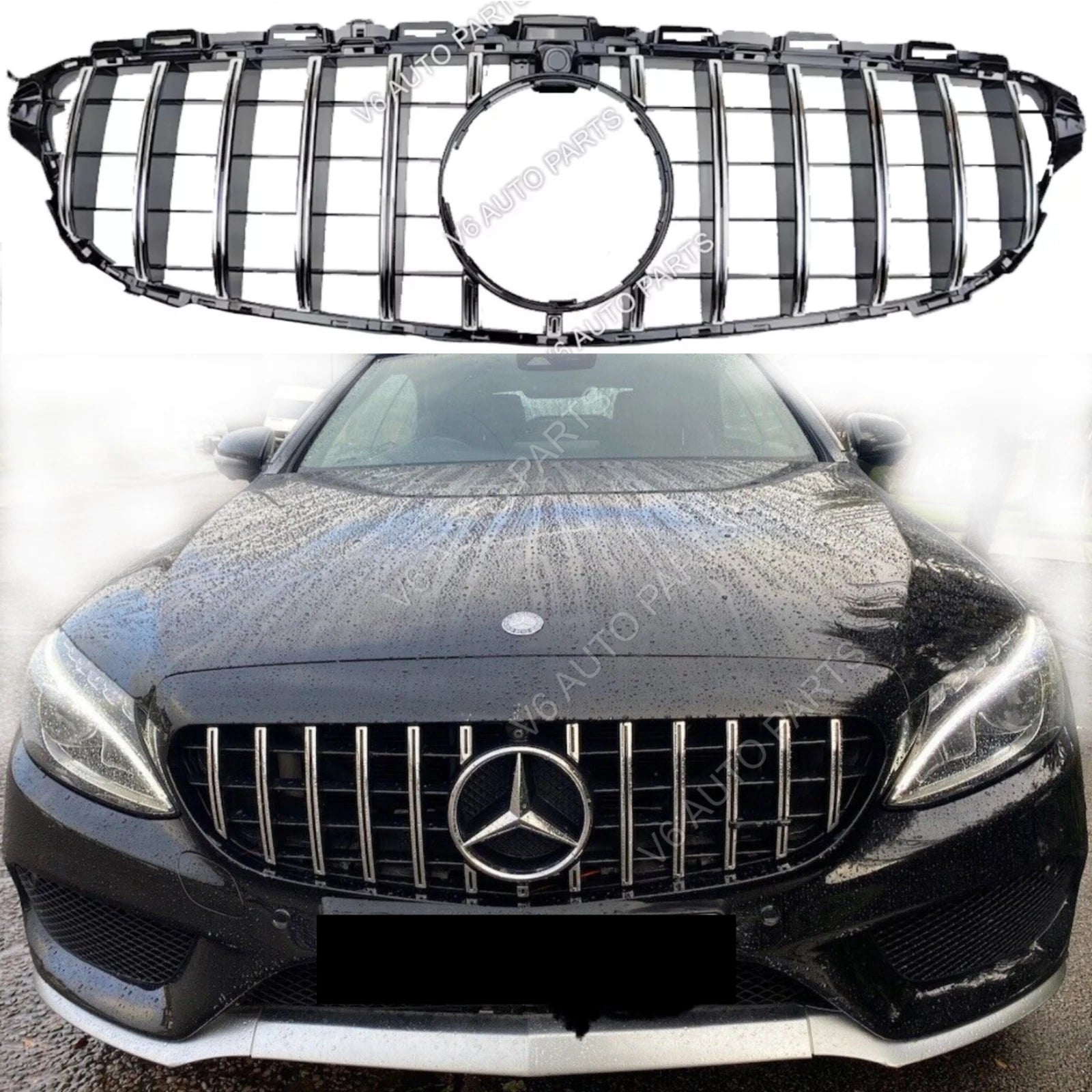 Mercedes‑Benz C‑Class C205 Coupe GT‑R Panamericana Front Radiator Grille (2015‑2018, With Camera Hole)