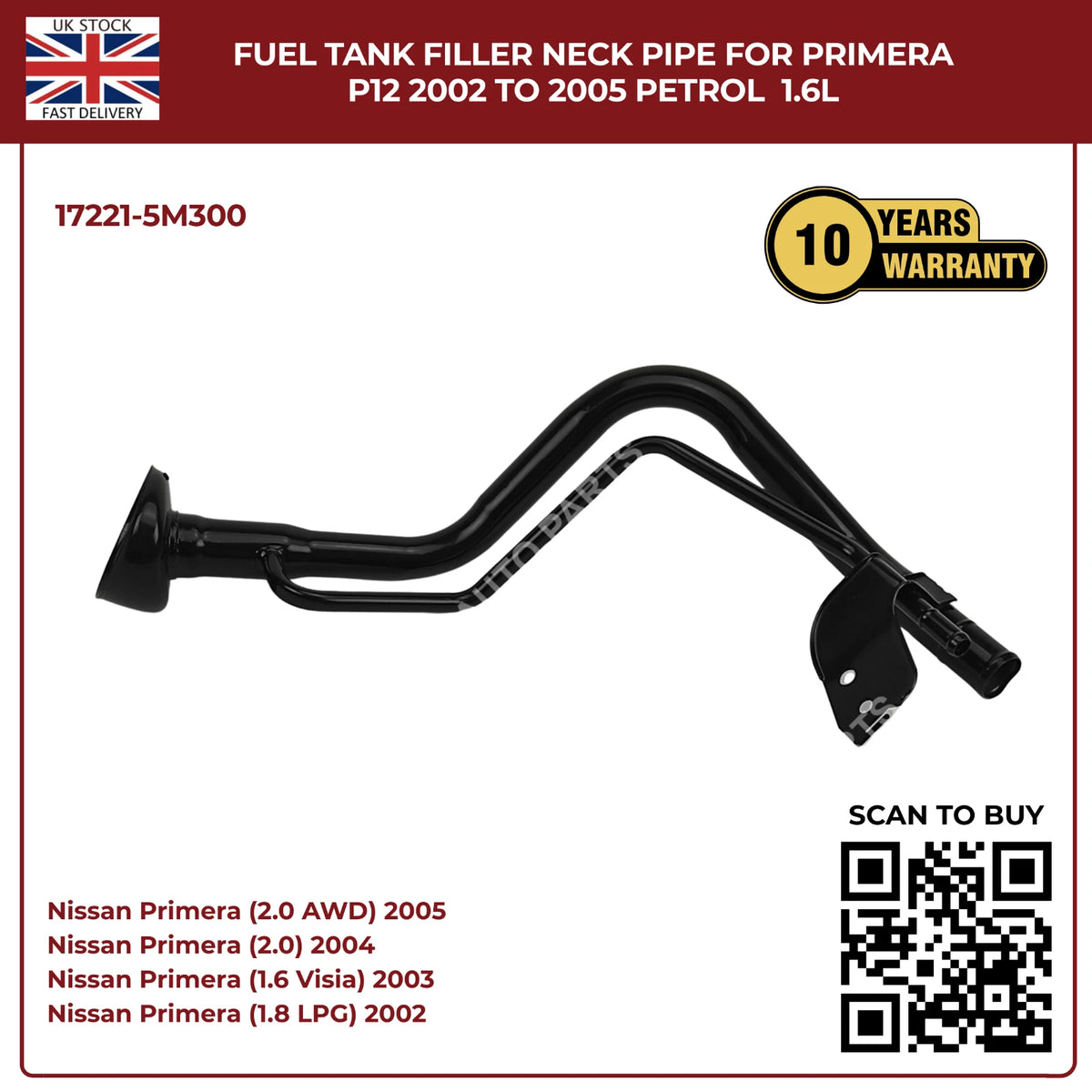 Image of 17221-5M300 fuel filler pipe for Nissan Primera P12 petrol models