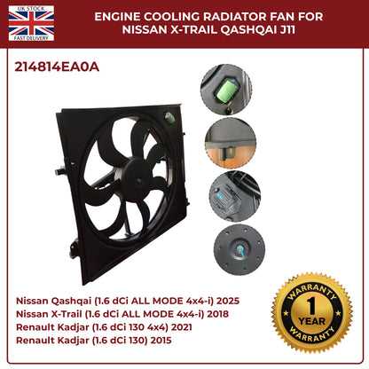 Genuine OEM Radiator Cooling Fan 214814BE0B / 214814EB0A – Fits Nissan Qashqai J11 & X‑Trail