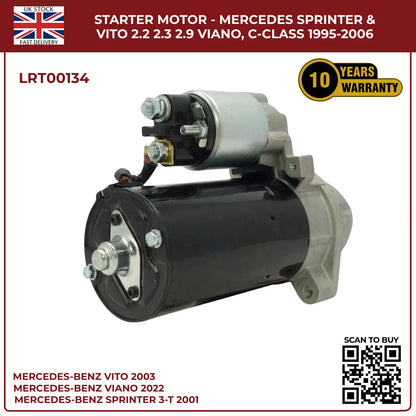 Starter Motor for Mercedes-Benz Sprinter, Vito & Viano (2.0KW | 2.2, 2.3, 2.9 Engines | C220, 250)