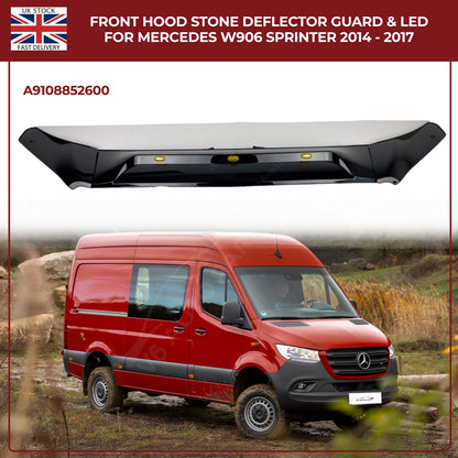 Mercedes Sprinter W906 2014–2018 Bonnet Hood Black Stone Deflector Guard With LED