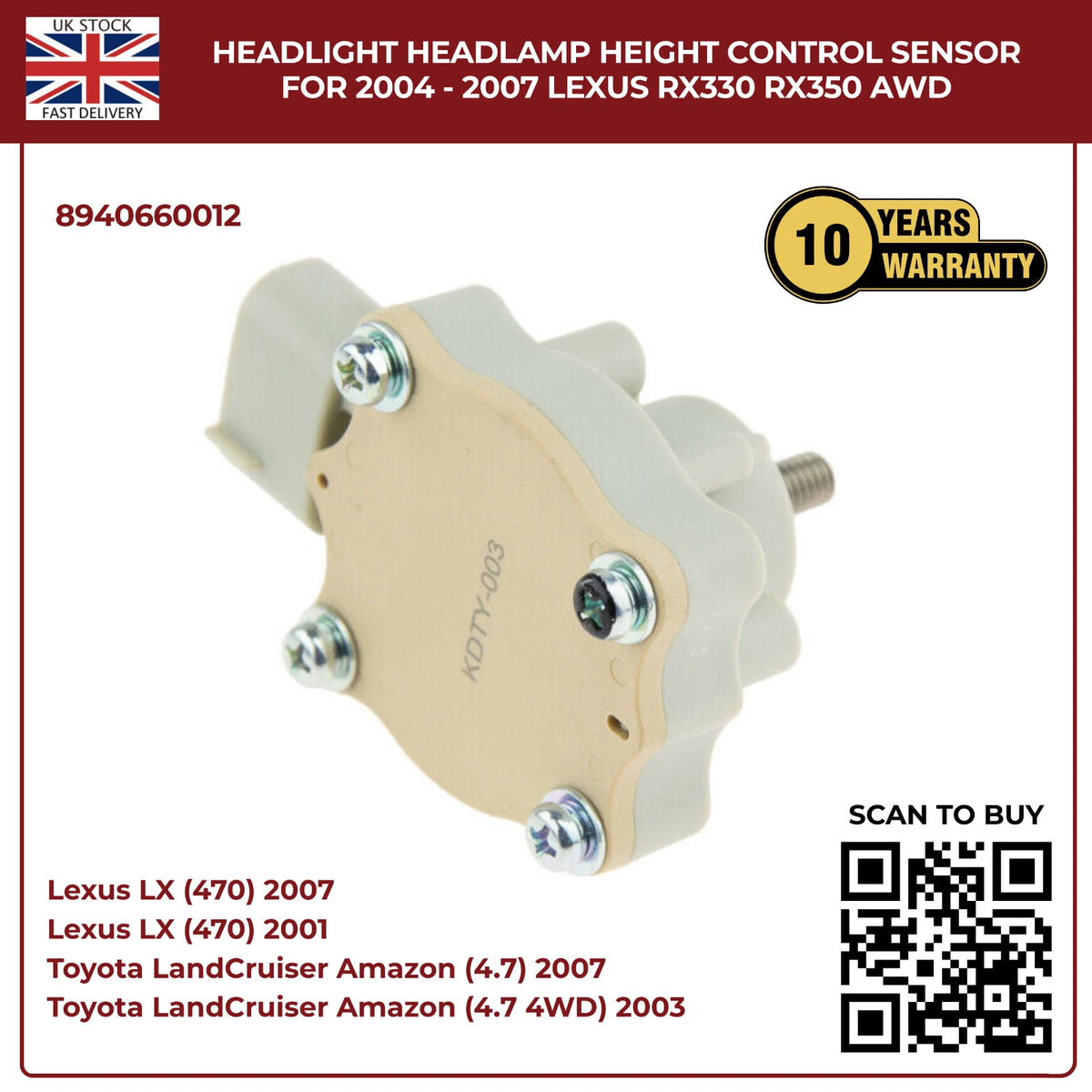 Headlamp Height Level Sensor – Front Left (Nearside) for Lexus LX470 UZJ100