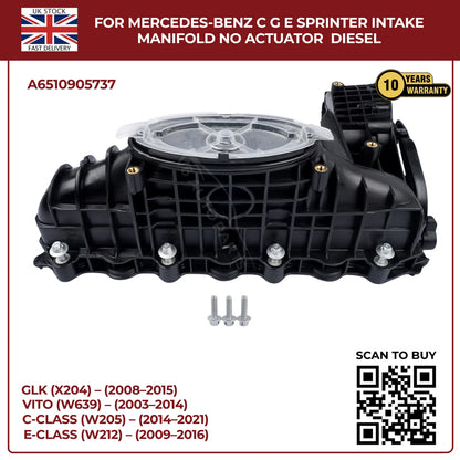 Mercedes-Benz Diesel Intake Manifold (No Actuator) – C, G, E-Class & Sprinter – OEM A6510905737