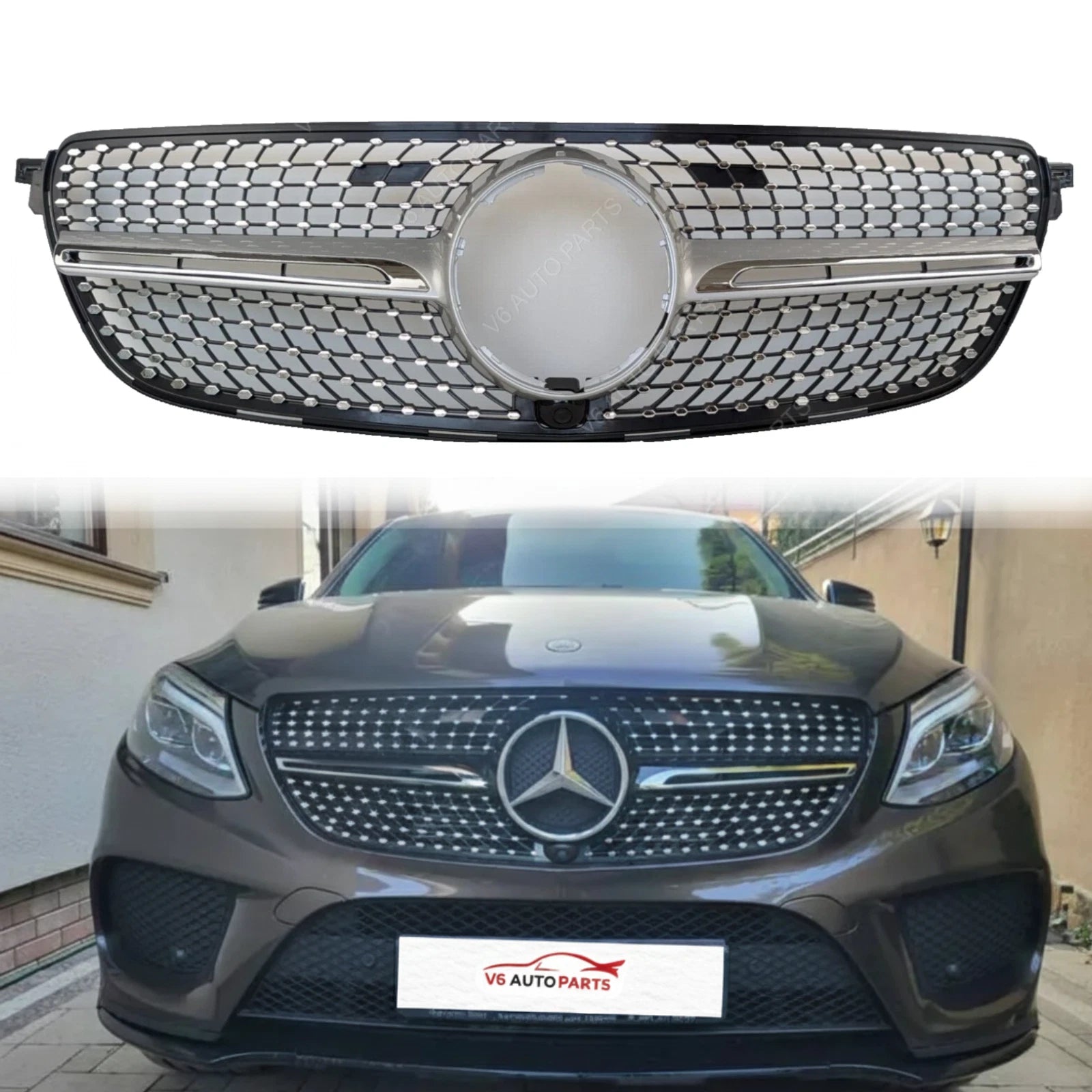 Frontstoßstangen-Chromgrill für Mercedes GLE-Klasse 2015–2018 W292 GLE500 GLE450 Facelift 