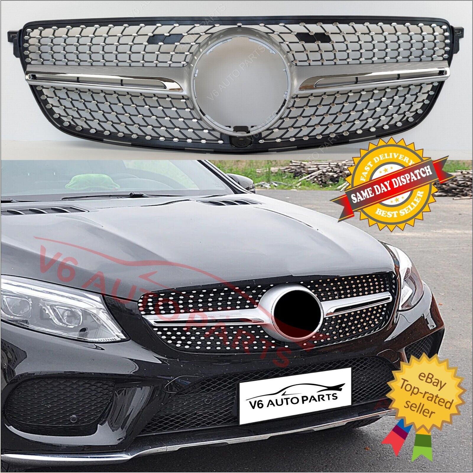 For Mercedes GLE-Class W166 GLE350 GLE400 350d Front Radiator Grille 2015-2018