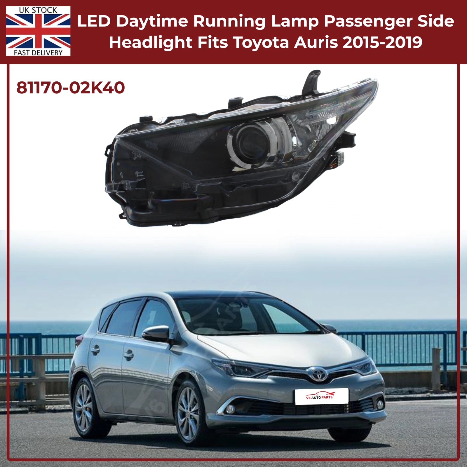 Toyota Auris 2015‑2019 LED Headlight Passenger Side – With DRL