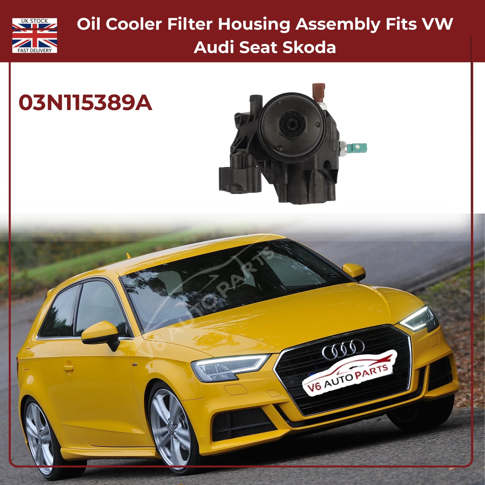 Oil Cooler Filter Housing Assembly | Fits VW, Audi, Seat, Skoda 1.6 & 2.0 TDI (2013–2020) | OE 03N115389A Replacement