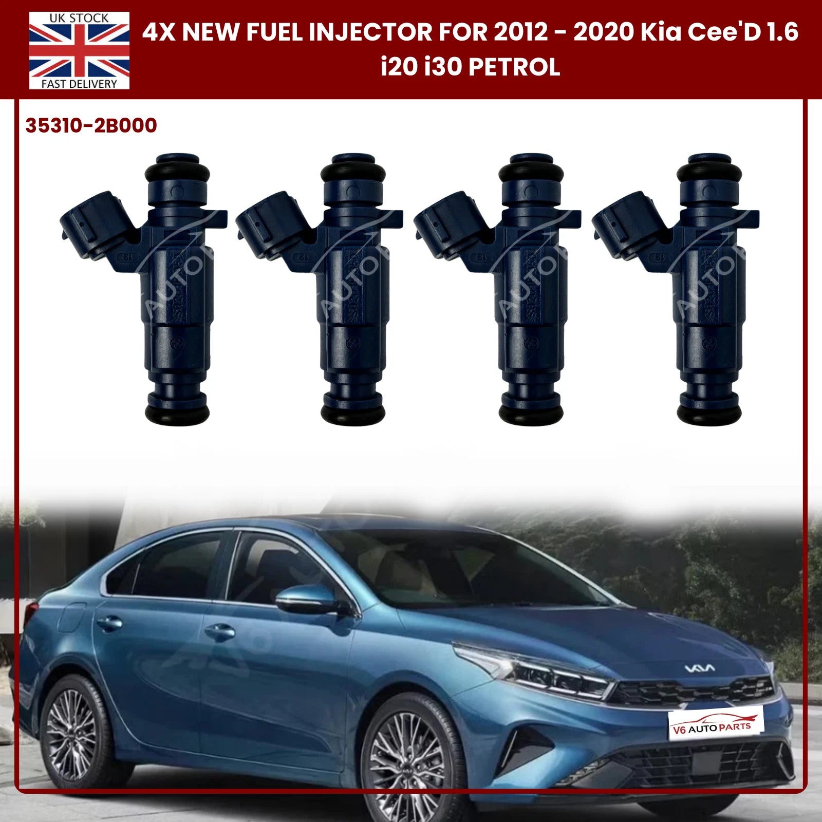 4x Fuel Injector 35310-2B000 | Fits Kia Cee’D, i20, i30 (2012–2020) 1.6 Petrol | OE Replacement