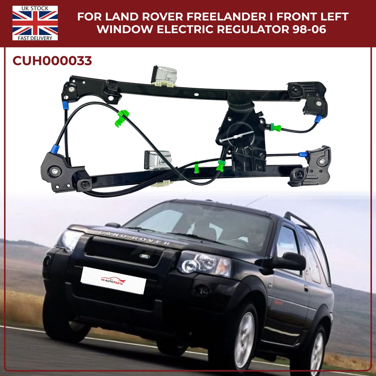 Land Rover Freelander Mk1 Front Left Window Regulator 1998–2006 CUH000033
