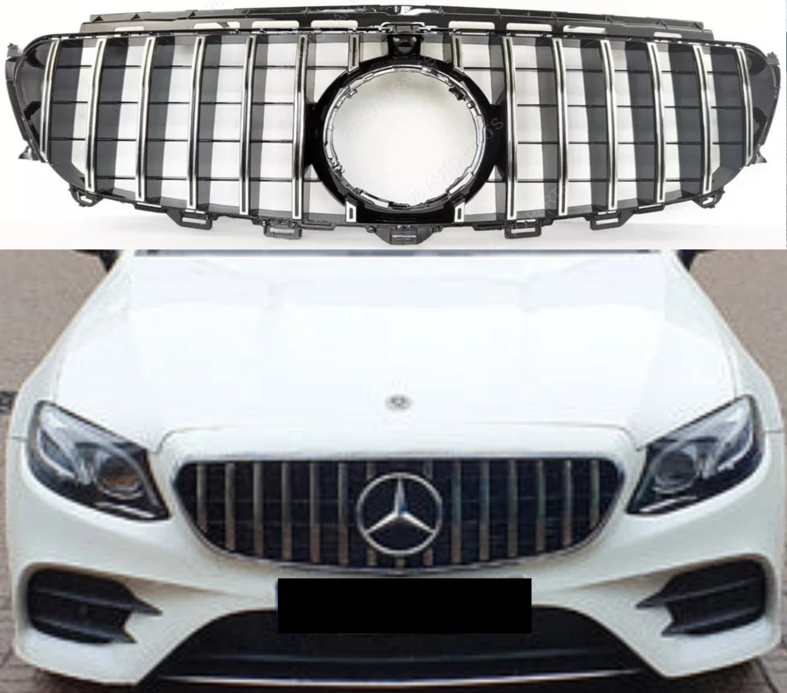 For  Mercedes-Benz E-Class A238 Front Bumper GT Panamericana Chrome Grille (2016–2021 | E250, E300, E400 | Avantgarde, Sport, AMG-Line)