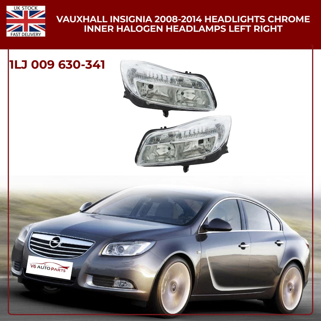 Vauxhall Insignia Headlights 2008–2014 — Halogen Chrome Inner Pair (Left & Right, RHD)