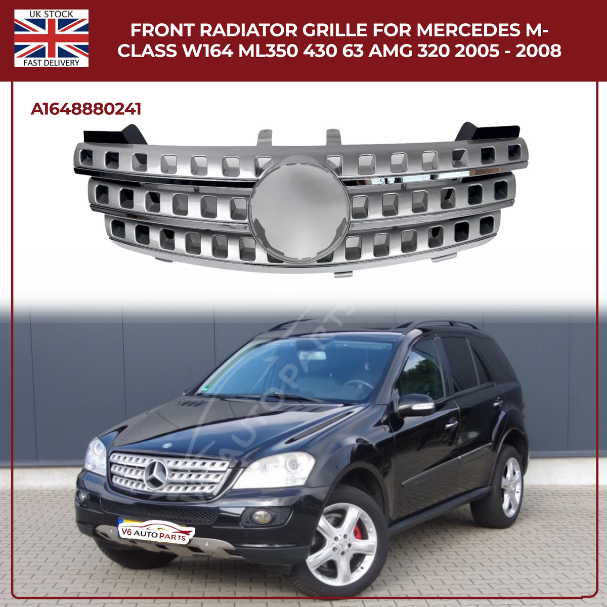 Front Radiator 7-Hole Chrome Grille – Mercedes-Benz M-Class W164 (2005–2008)