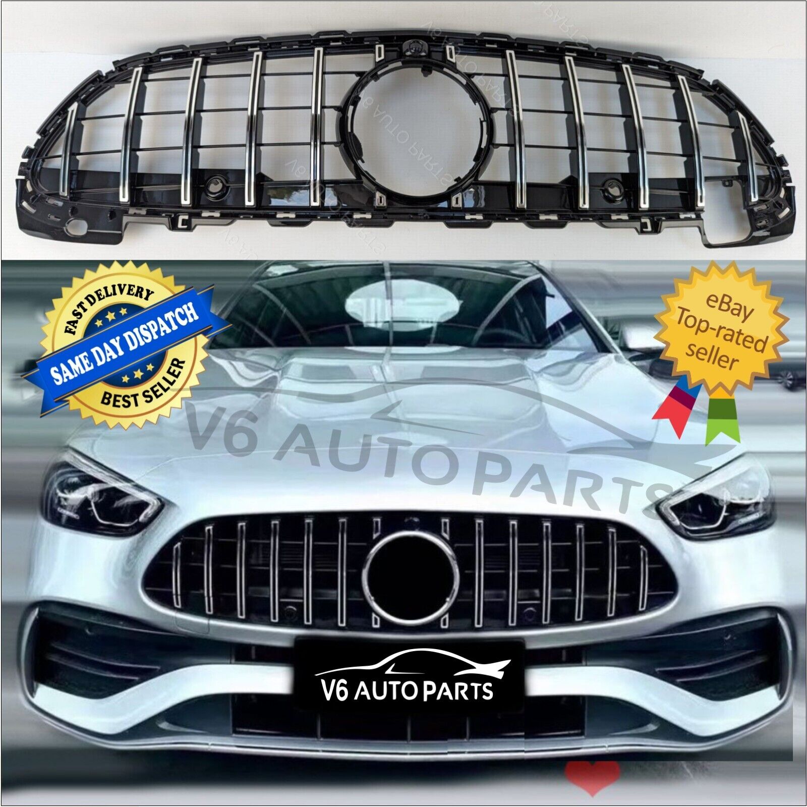 For Mercedes C-Class W206 C180 Front Bumper Grille Panamericana AMG Sports 20-23