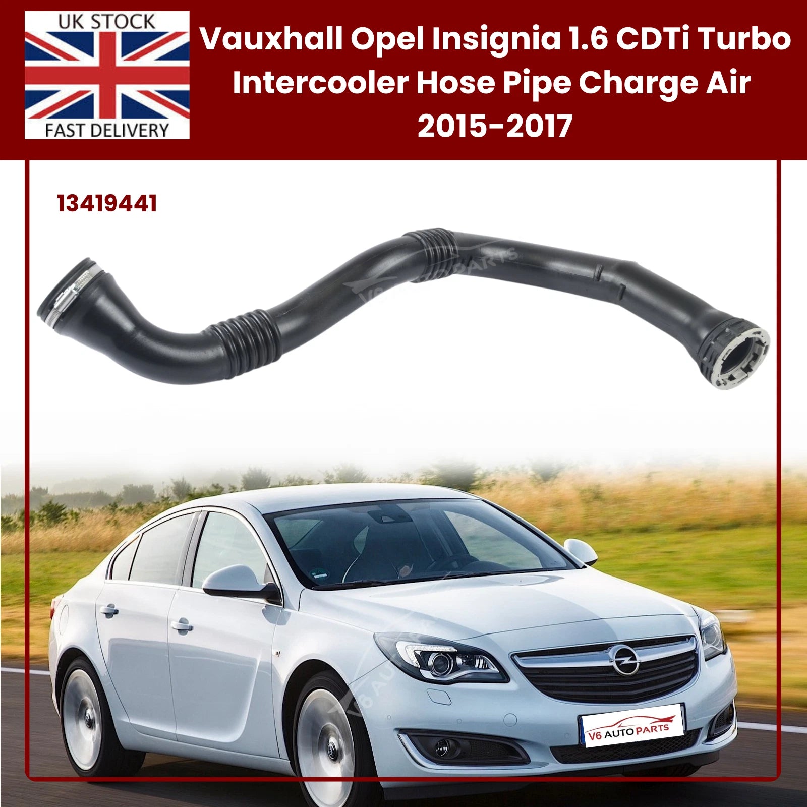 Turbo Intercooler Outlet Hose Pipe for Vauxhall / Opel Insignia A 1.6 CDTi Diesel (2015–2017, Engine Codes B16DTH / B16DTJ)