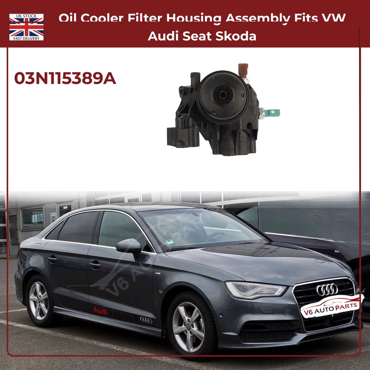 Oil Cooler Filter Housing Assembly | Fits VW, Audi, Seat, Skoda 1.6 & 2.0 TDI (2013–2020) | OE 03N115389A Replacement
