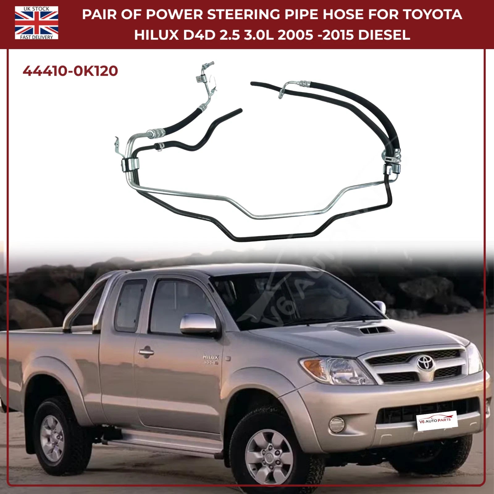 Power Steering High & Low Pressure Supply Pipe For Toyota Hilux  (Diesel 2006–2015)