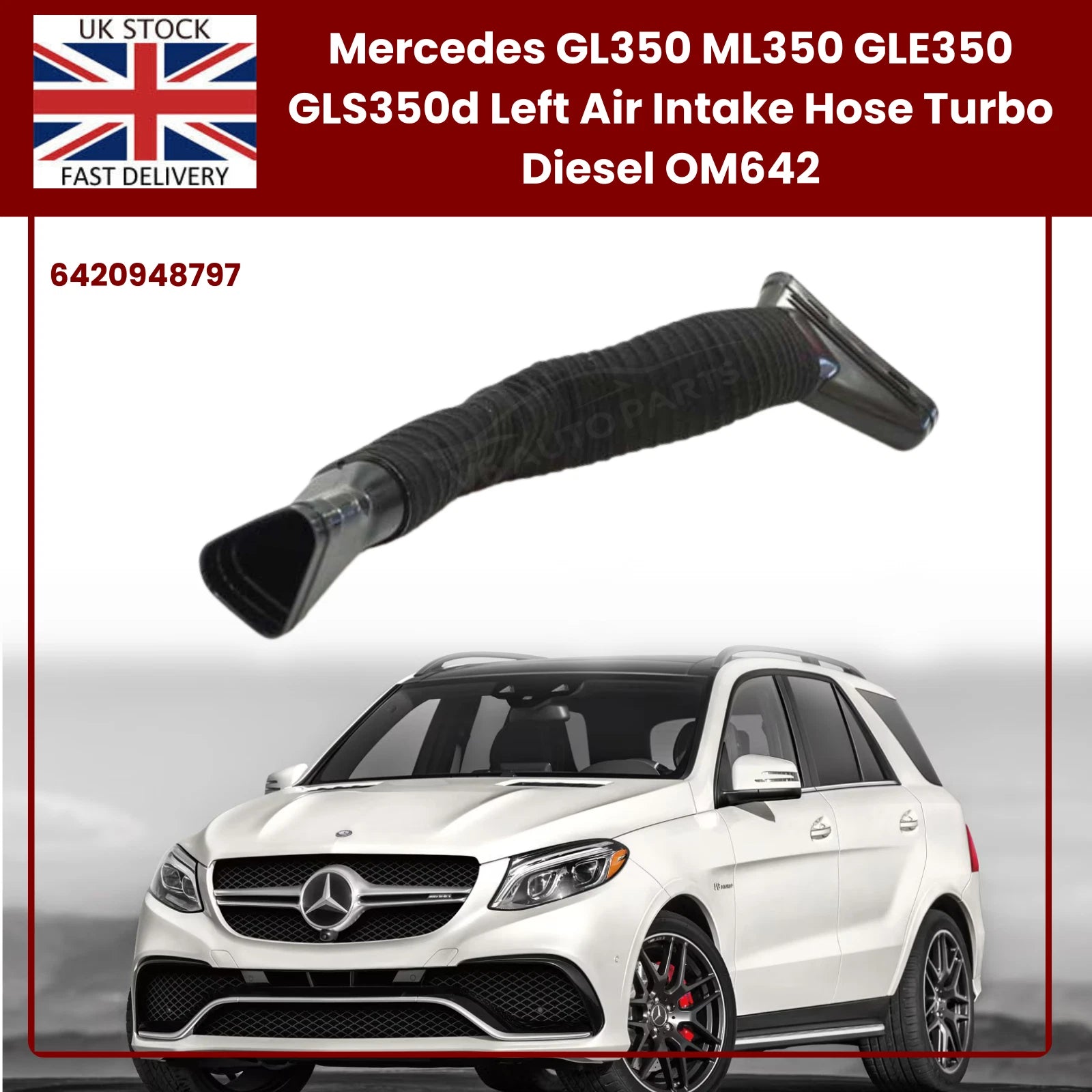 Mercedes Left Side Air Intake Hose - GL, ML, GLE, GLS Diesel Models 6420948797