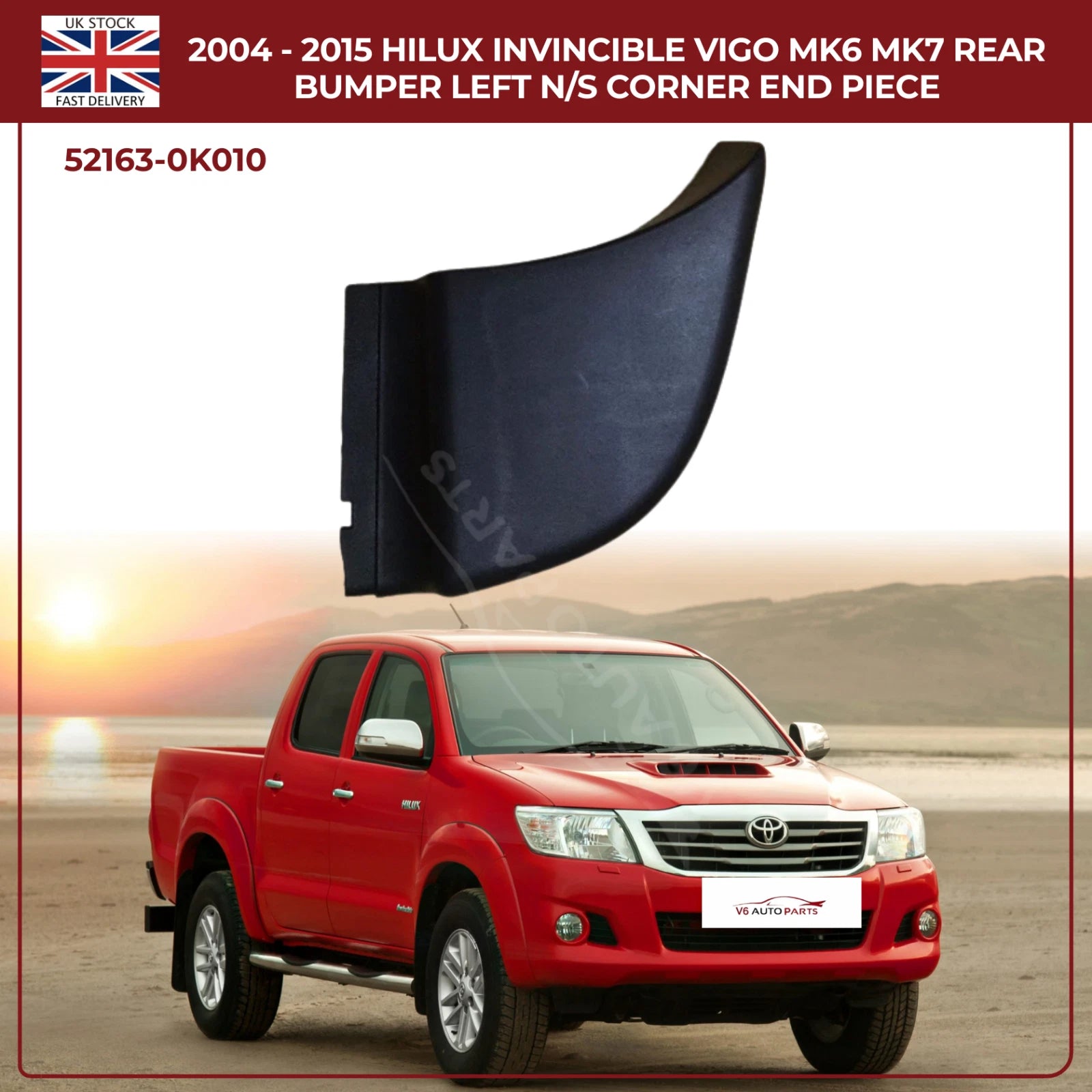 Toyota Hilux Vigo Invincible MK6 MK7 (2007–2015) Rear Bumper Left N/S Corner End Piece – Replacement Part