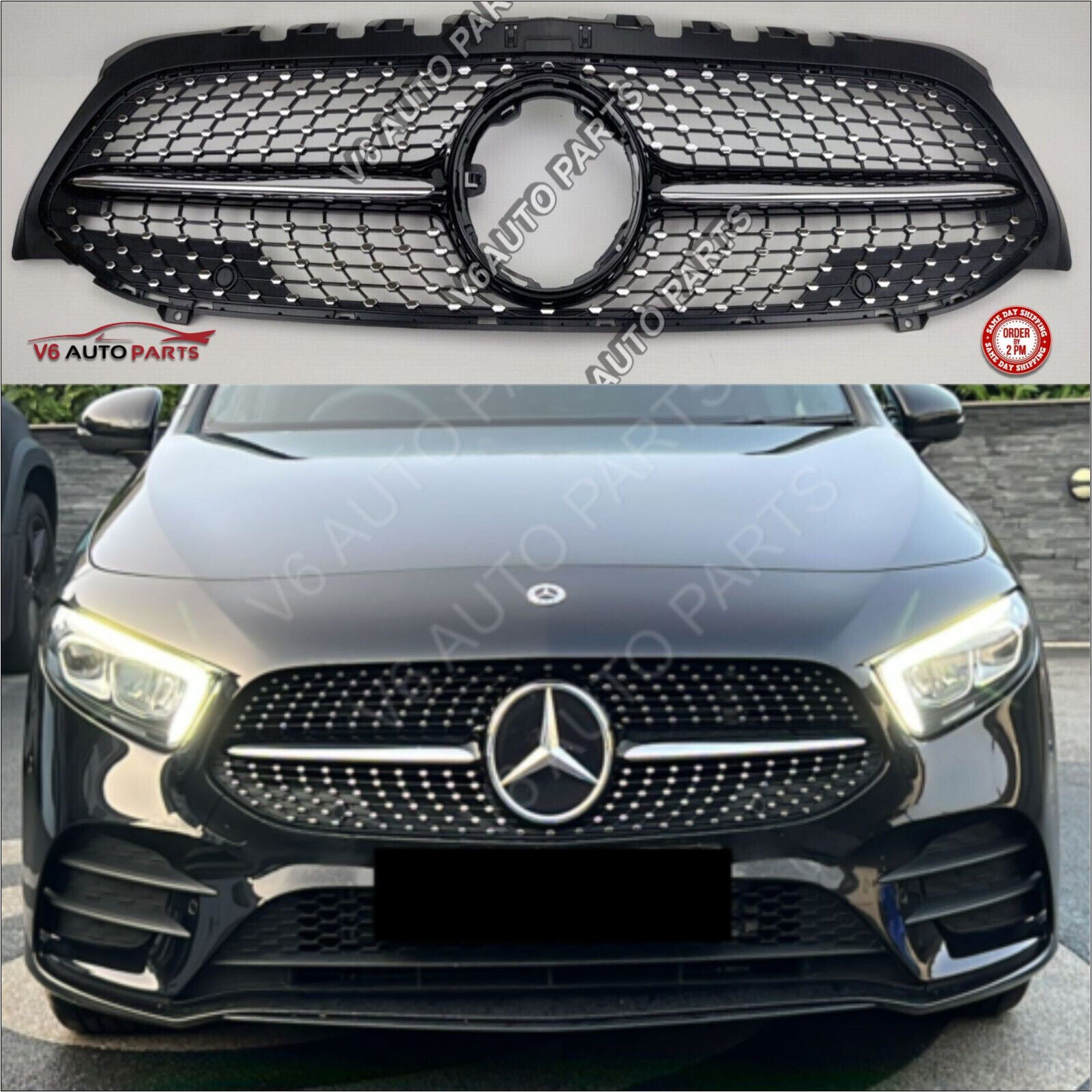 For Mercedes W177 A-Class A45 A35 AMG A160 200 Front Bumper Black Grille 2018-22