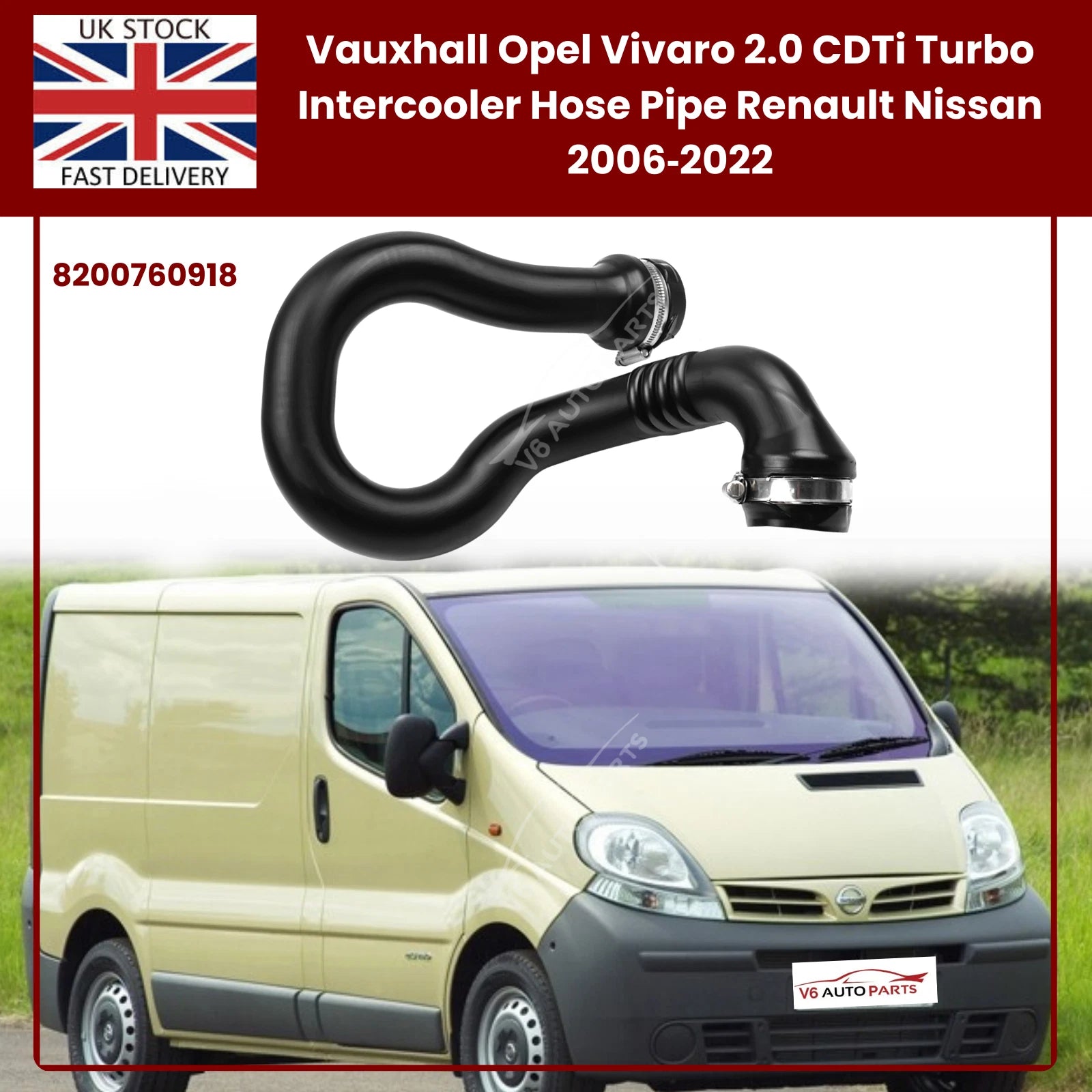 Turbo Intercooler Hose Pipe – Fits Renault Trafic II, Vauxhall/Opel Vivaro A, Nissan Primastar (2.0 dCi/CDTi, 2006–2022) – OEM Quality Replacement