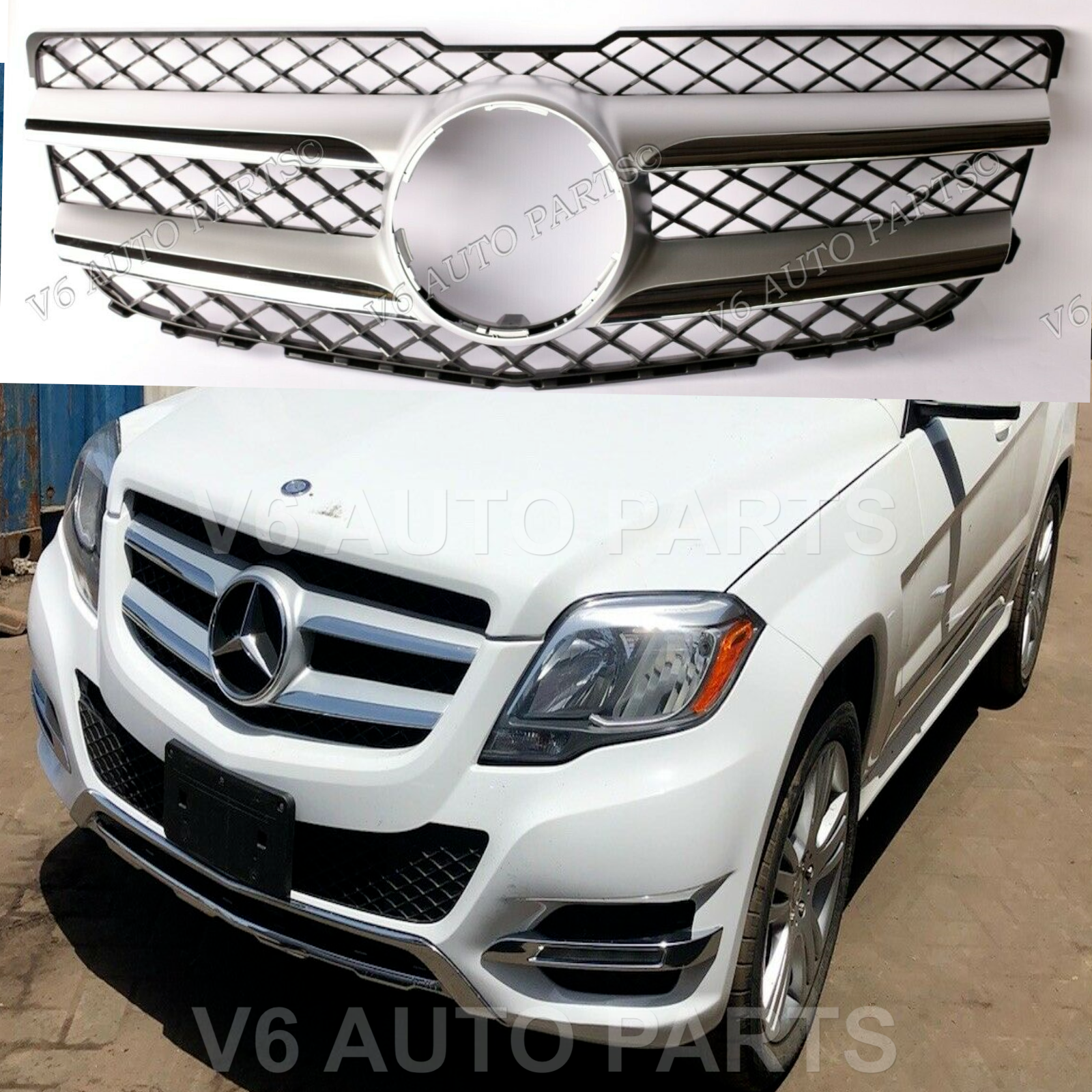 Frontstoßstange schwarz auf Chromgitter für Mercedes Benz 2013–2015 GLK-Klasse X204