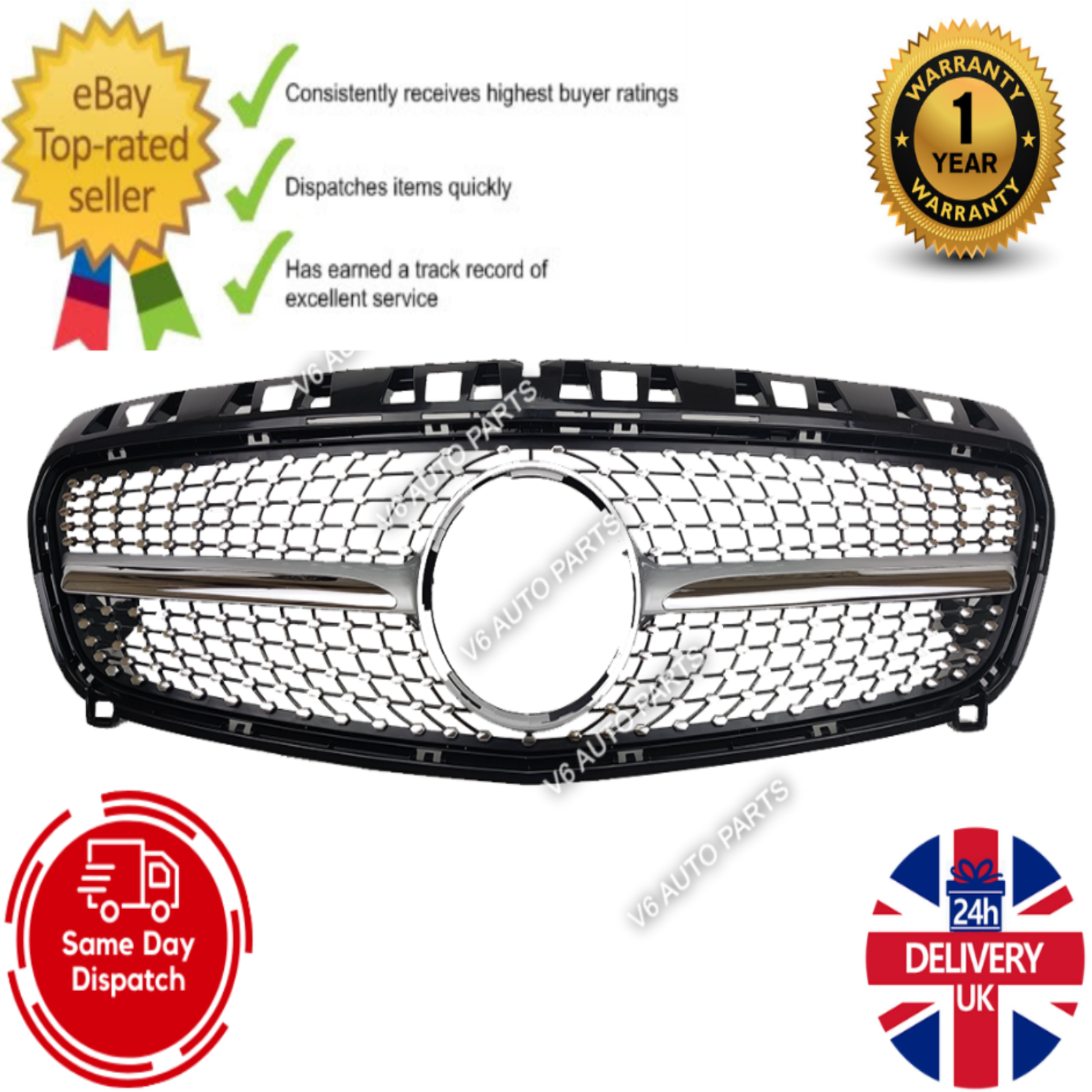 For Mercedes A-Class W176 A200 A180 A250 Front Radiator Chrome Grille 2012 - 15