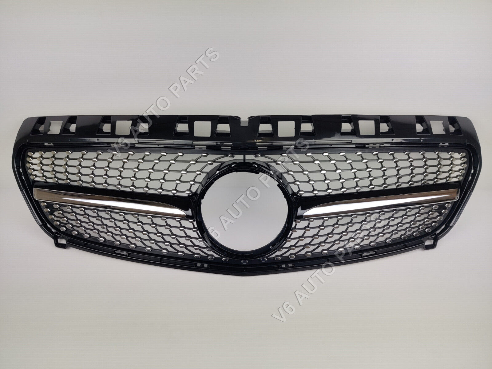 Front Radiator Gloss Black on Chrome Fin Grille For 2012 -2015 Mercedes Benz A-Class W176 A160 A180 Sport