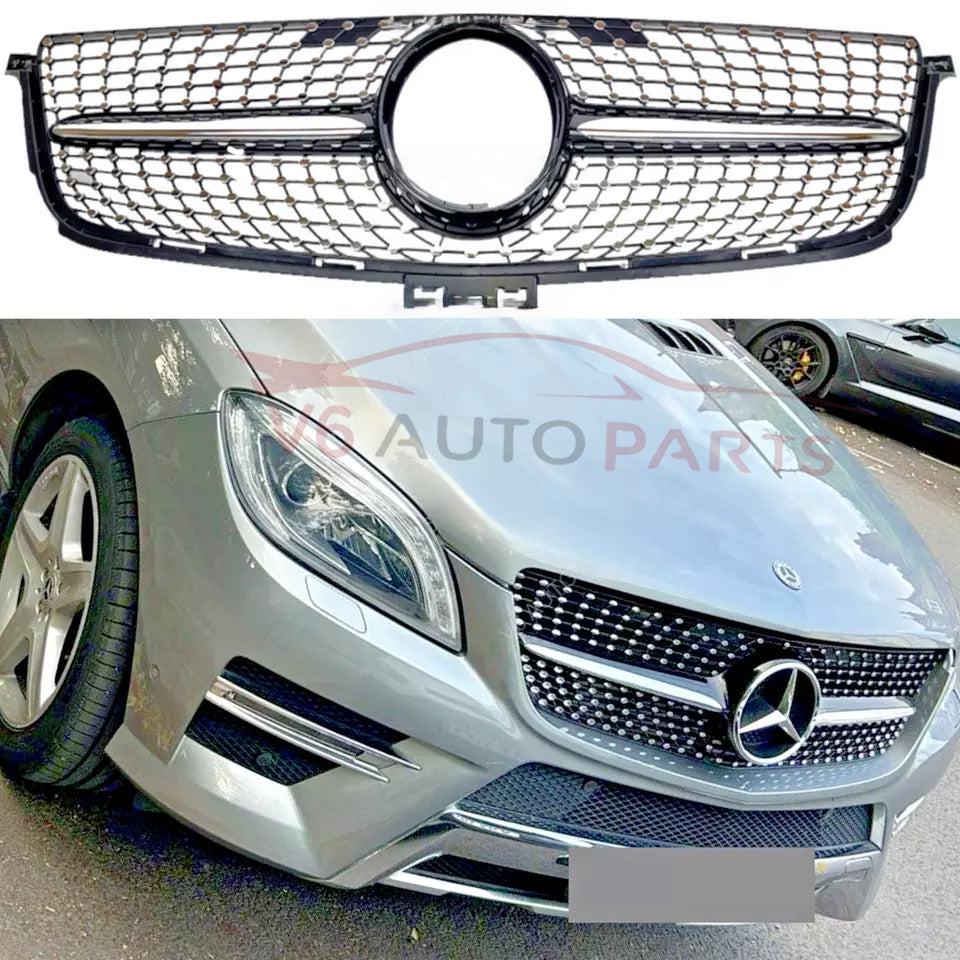 For Mercedes M-Class X166 ML63 AMG 4-matic Compatible Front Radiator Diamond Grille 2011-15