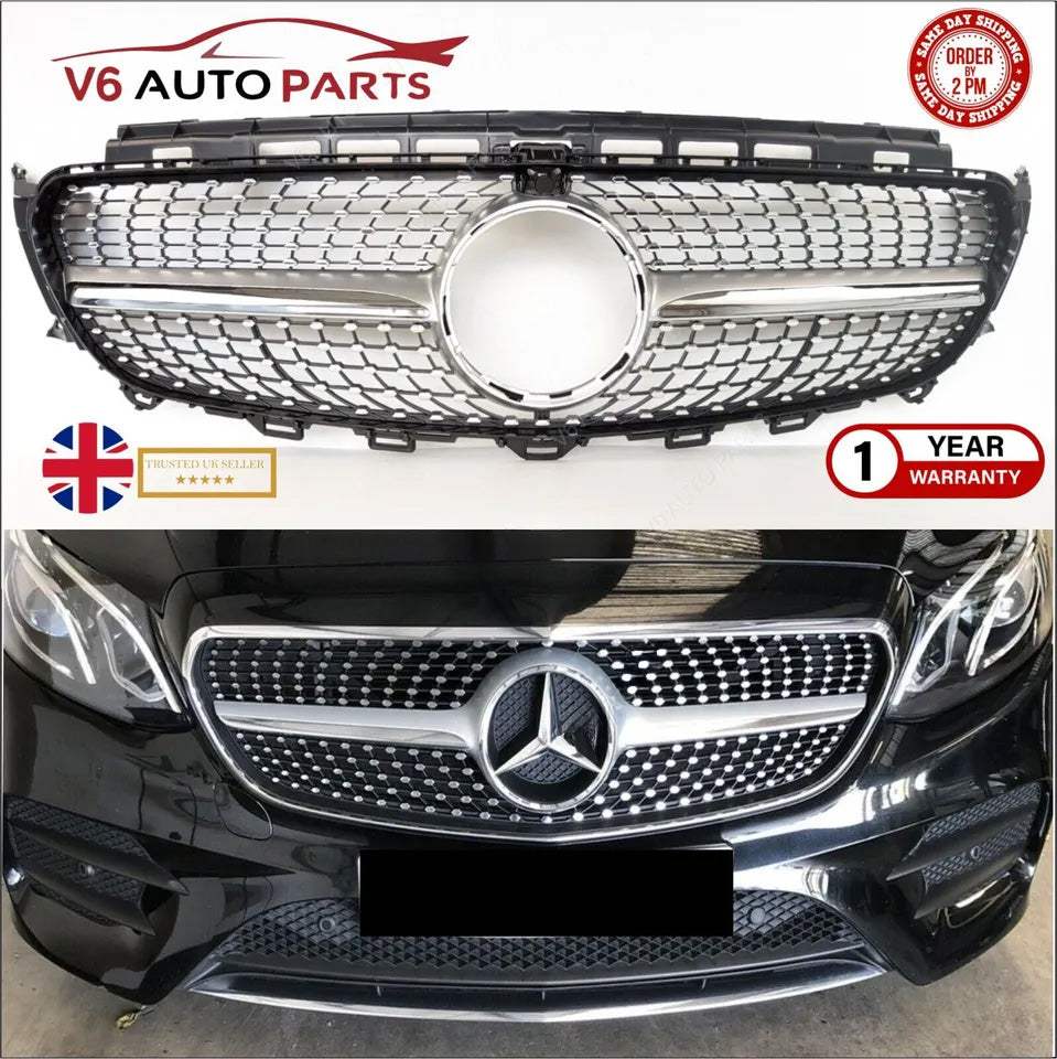 For Mercedes E-Class W213 Grill Front Bumper Grille C238 E220 43 Diamond Sports 2016-21