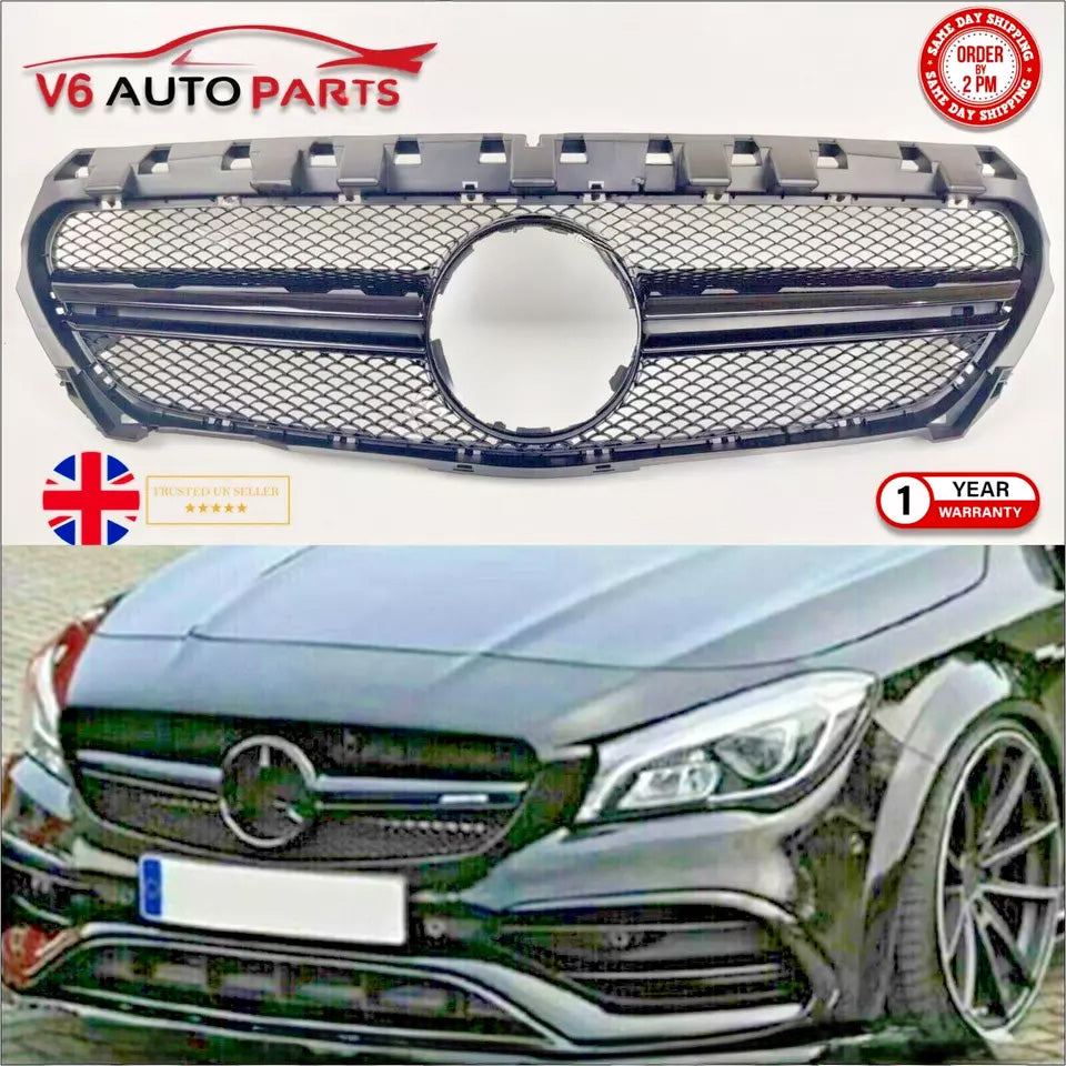 For Mercedes W117 CLA-Class 4D CLA300 Front Radiator Black Grille Saloon 2013-17