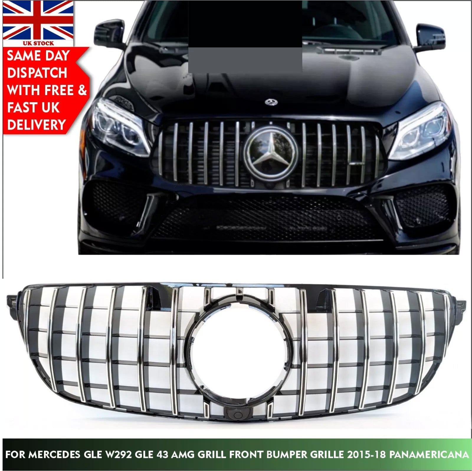 For Mercedes GLE-Class W166 GLE63 GLE43 GLE450 Replacement Front Bumper GT Grille 2015-2019