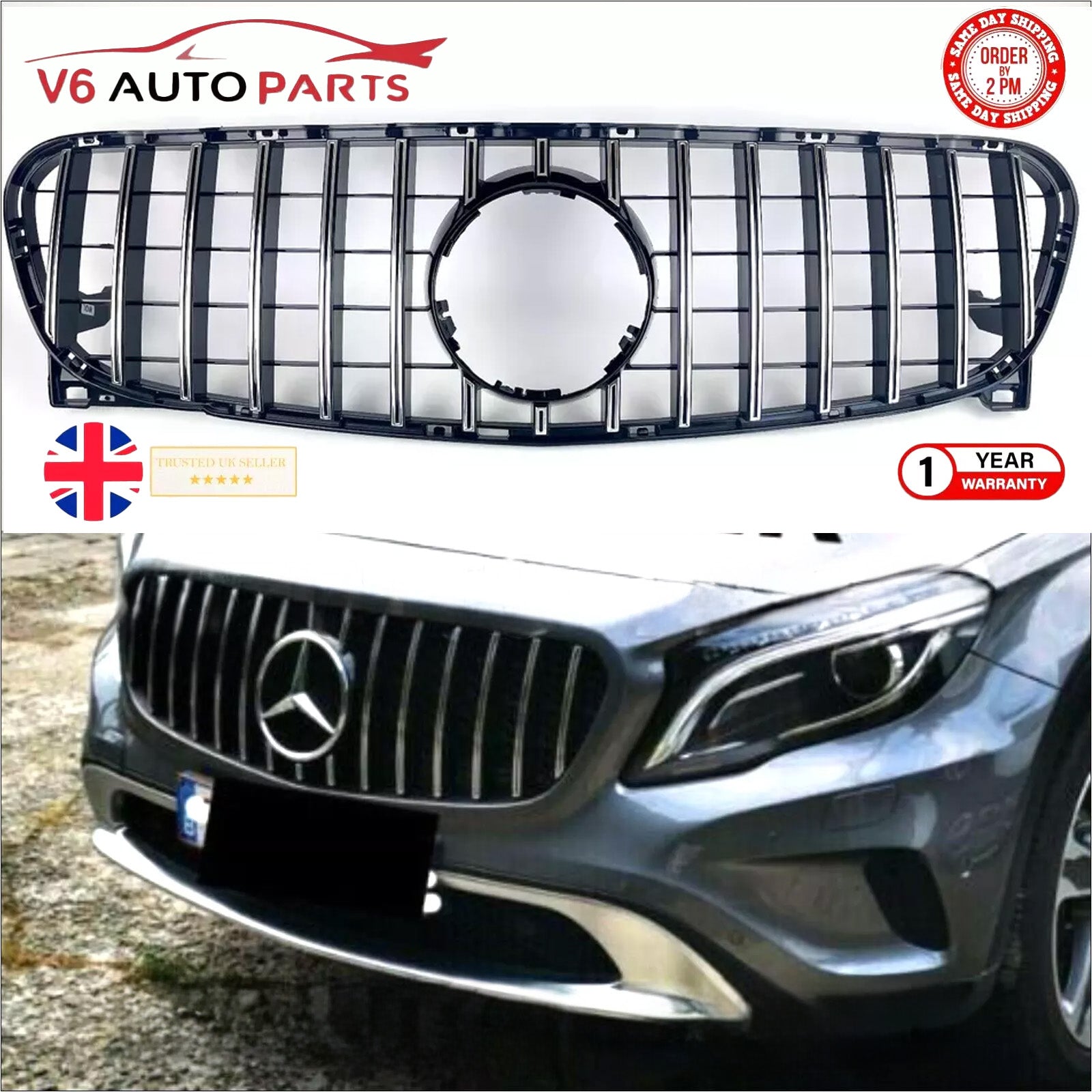 For Mercedes GLA-Class X156 GLA220 CDI AMG X45 Front Bumper GT Grille 2013 - 2017