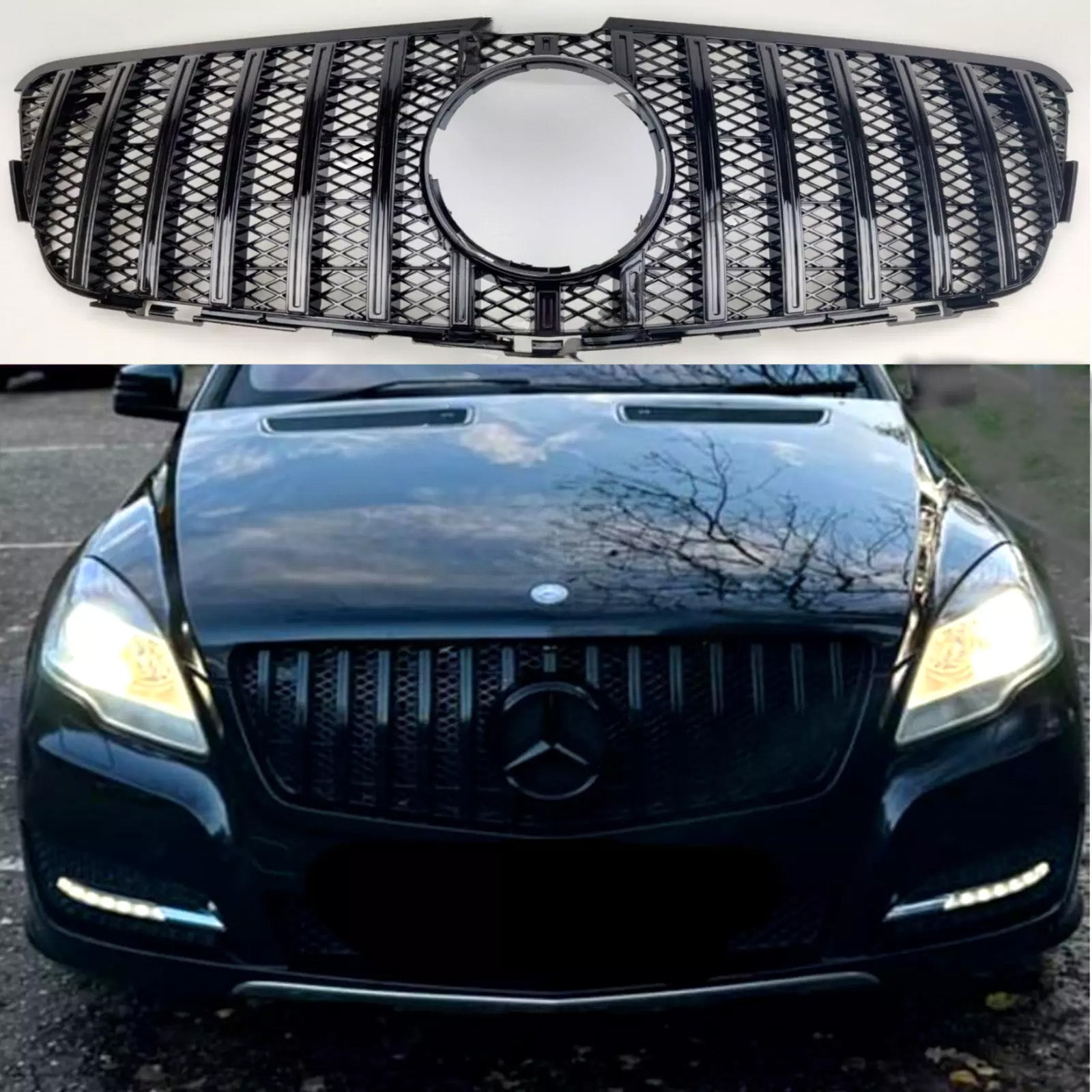 For Mercedes W251 R-Class AMG R63 R280CDI Replacement Front Radiator Black GT Grille 2011-17