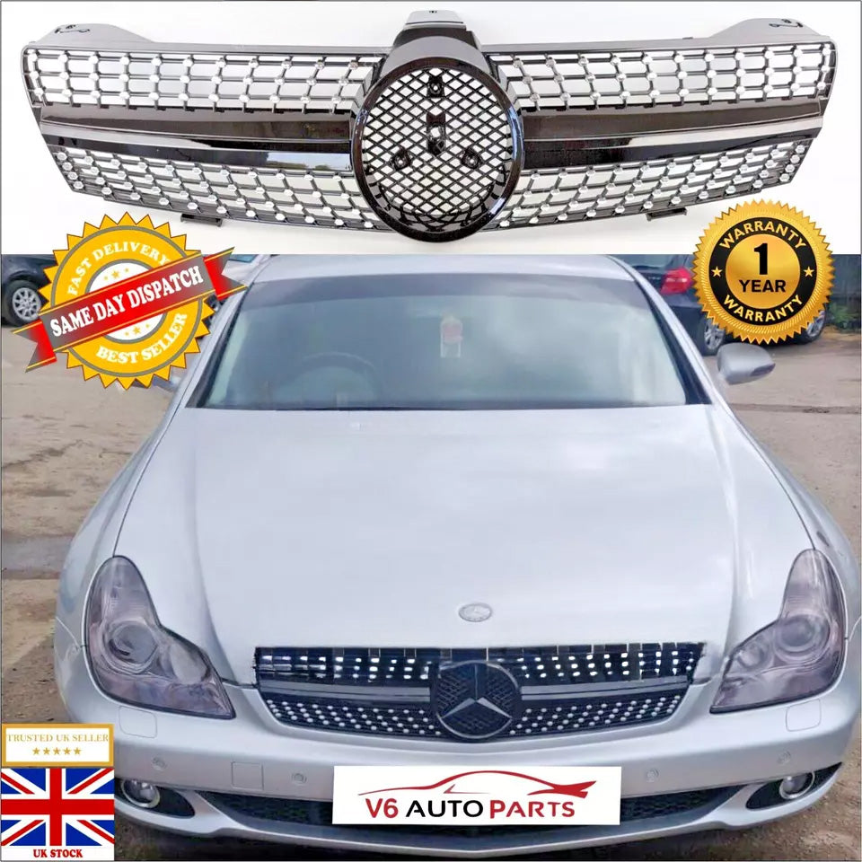 For Mercedes W219 CLS-Class CLS500 CLS55 Compatible Front Radiator Grille 2005-08 Pre-Facelift