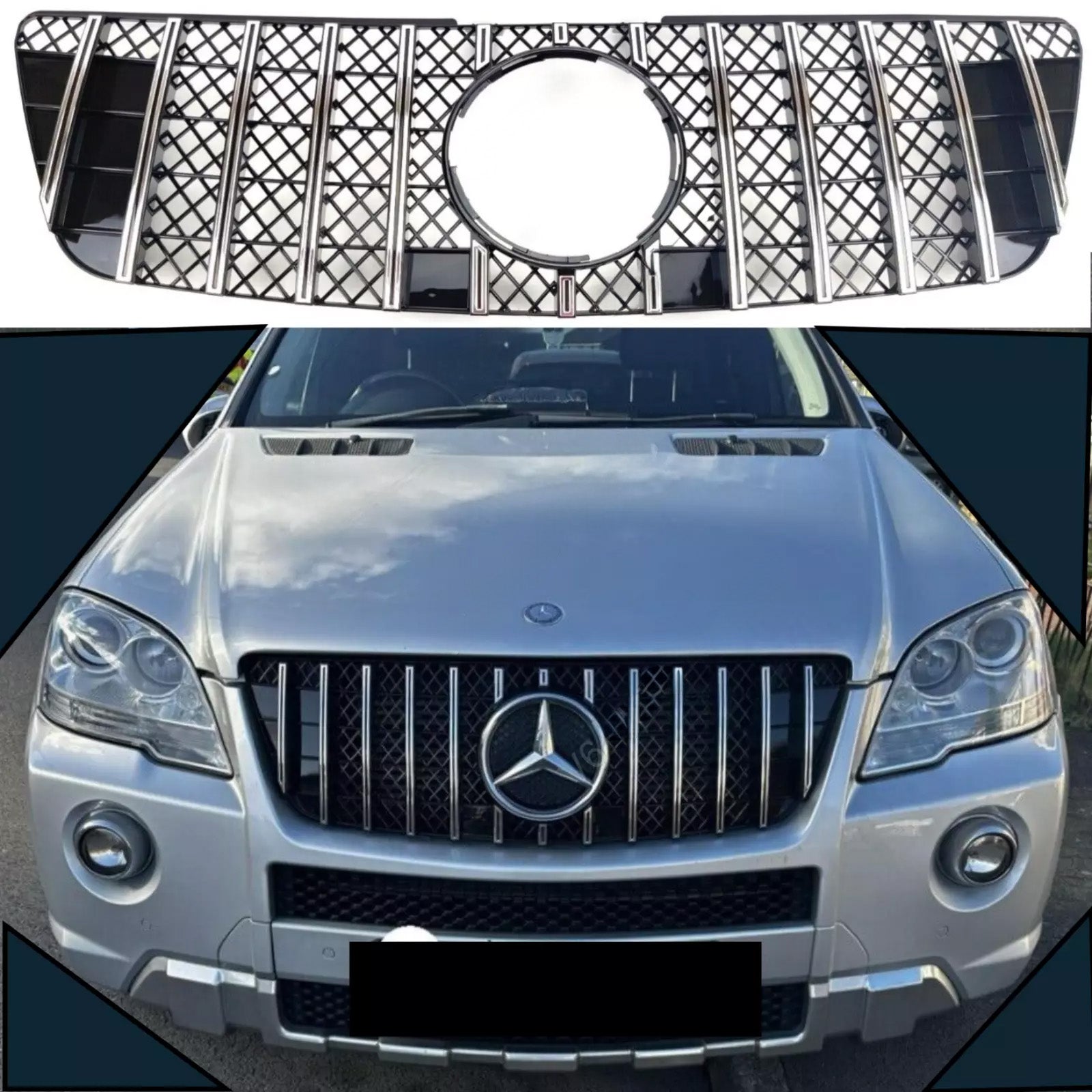 For Mercedes M-Class W164 ML350 ML550 Compatible Front Radiator GT Grille Sport 2009-2012 Preface Lift