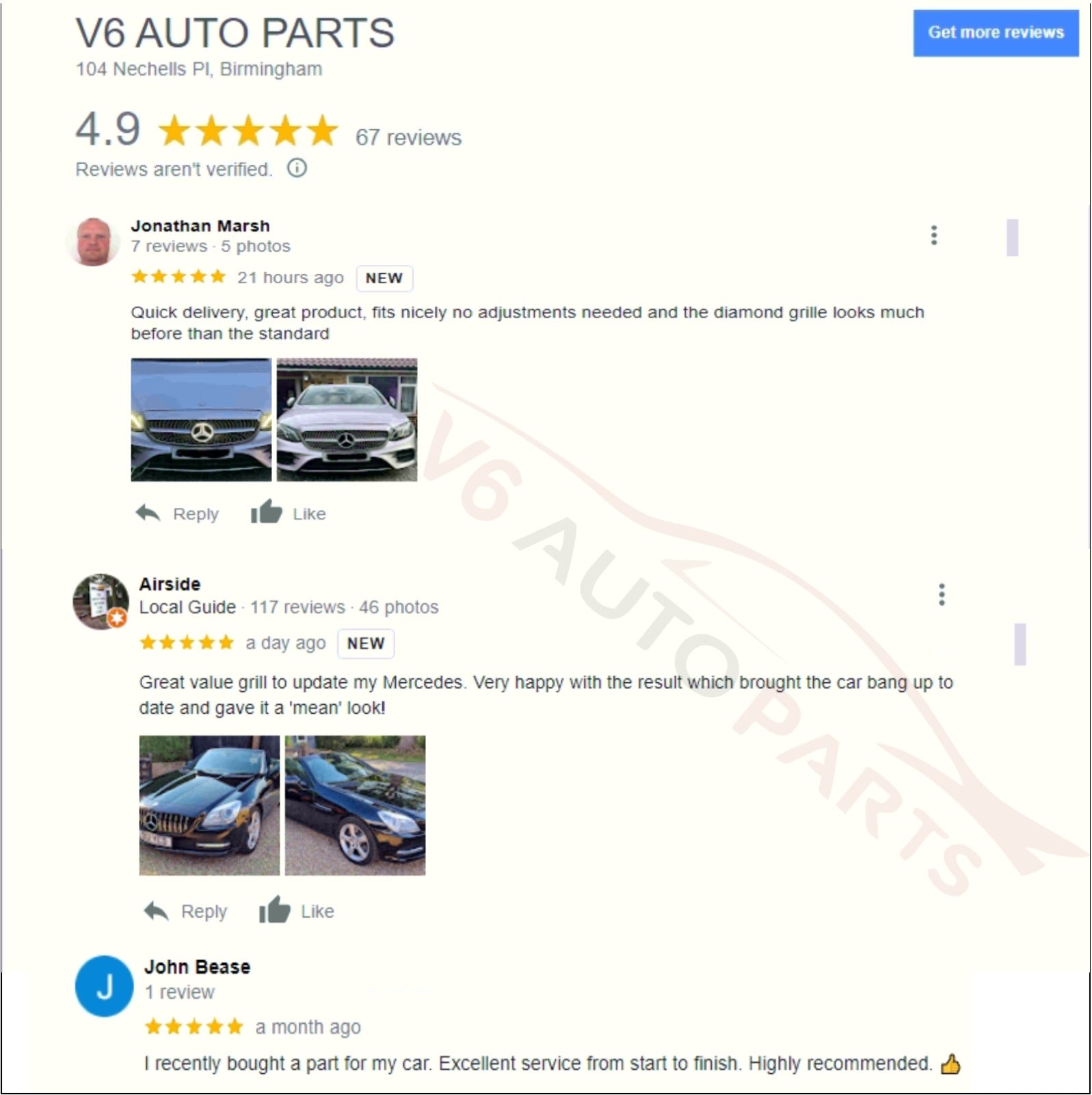 Google reviews on Black grille for Mercedes Benz E-Class 2013-2016.