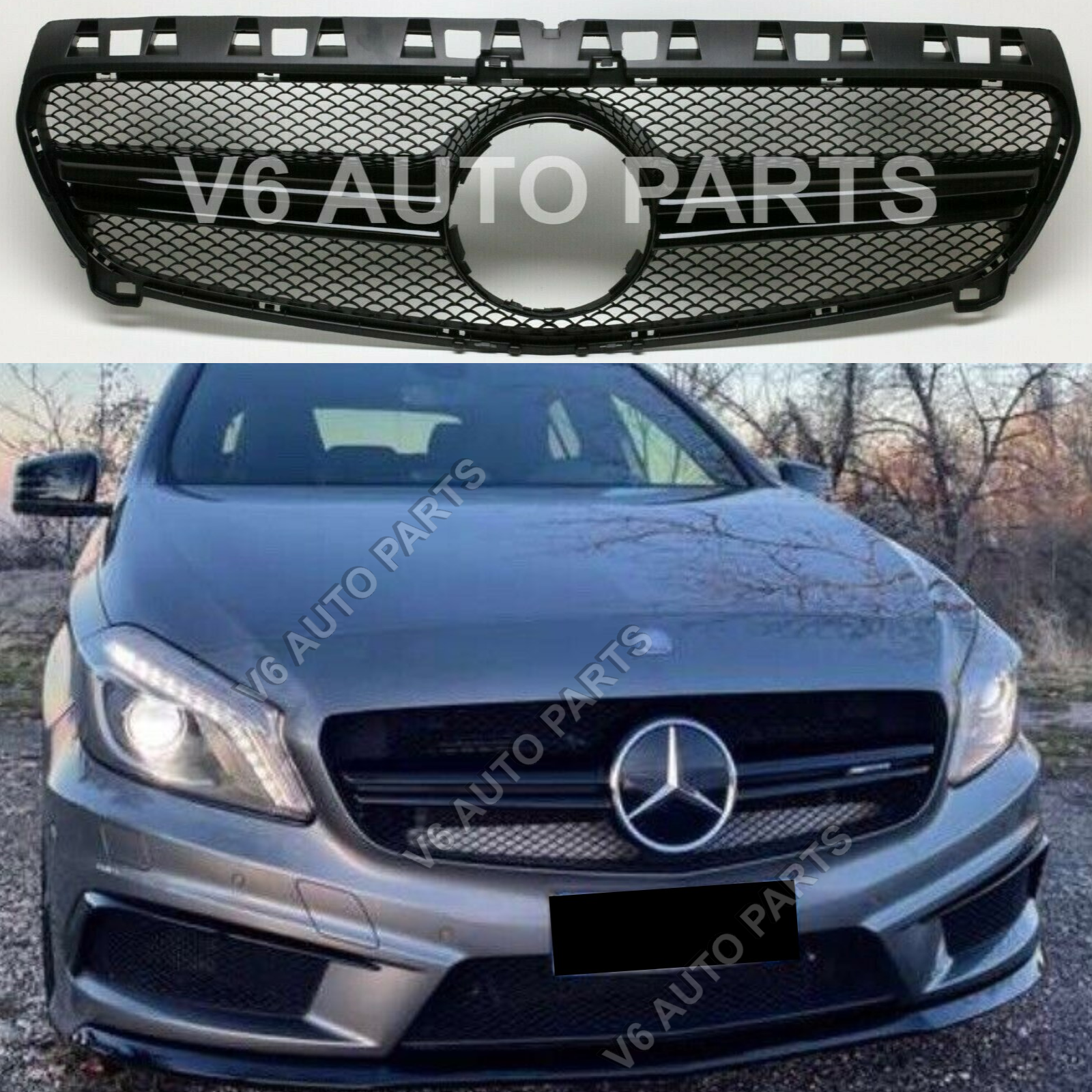 For Mercedes A-Class W176 AMG A45 Grill Front Bumper Black Sport Grille 2012-15