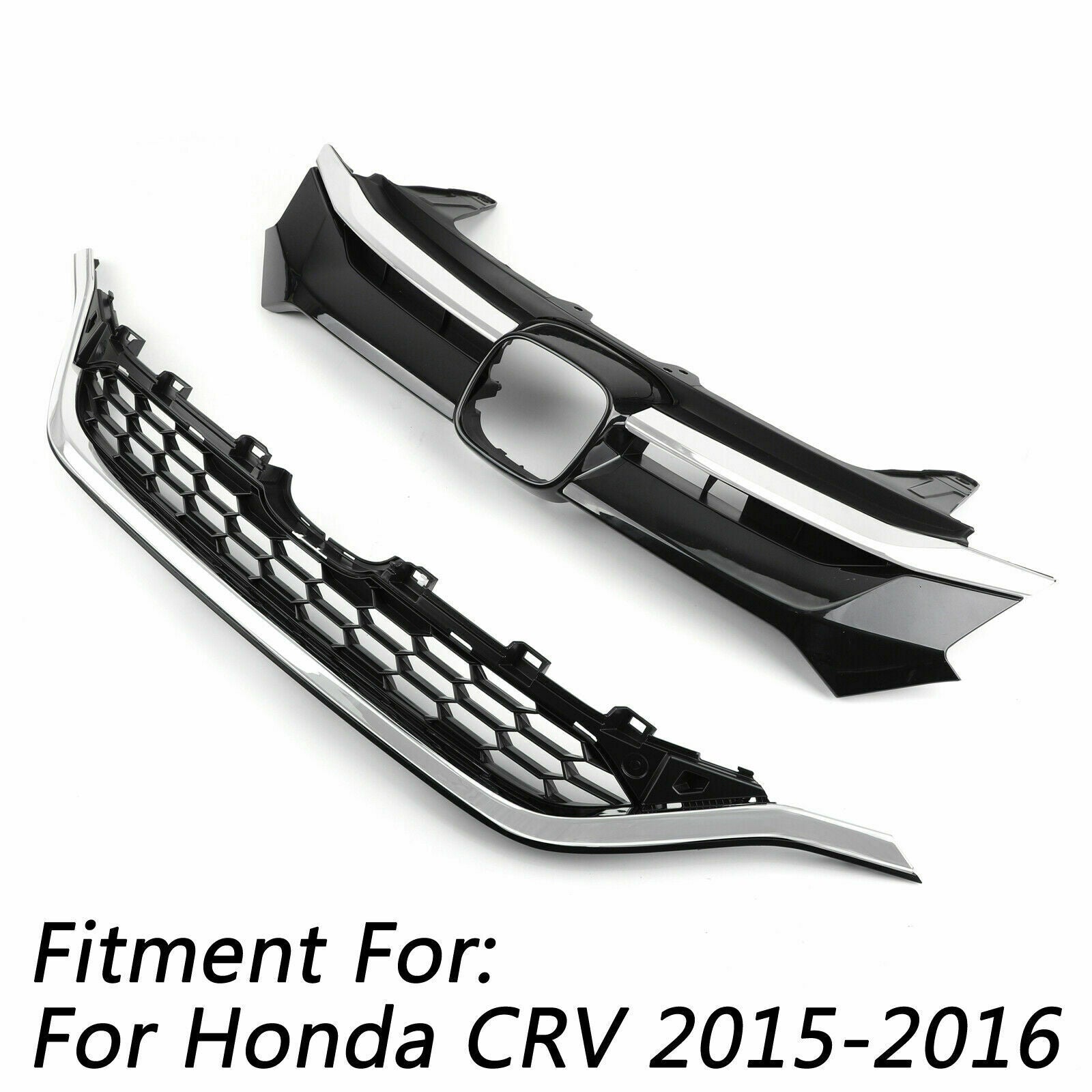 Frontstoßstangenmasken-Abdeckungsgitter, obere Verkleidung + unterer Grill für Honda CR-V 2015–2018 TZ3 